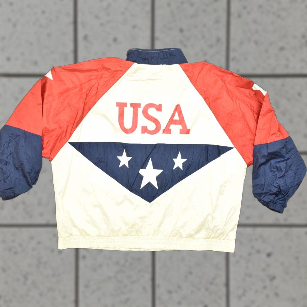 Vintage VINTAGE USA Olympic Windbreaker Jacket Mens Large Red White Blue Zip Logo Size US L / EU 52-54 / 3 - 1 Thumbnail