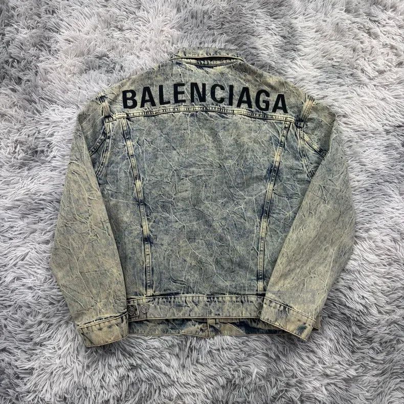 Balenciaga Balenciaga Marble Effect Denim Jacket Size XXS / US 00 / IT 34 - 2 Thumbnail