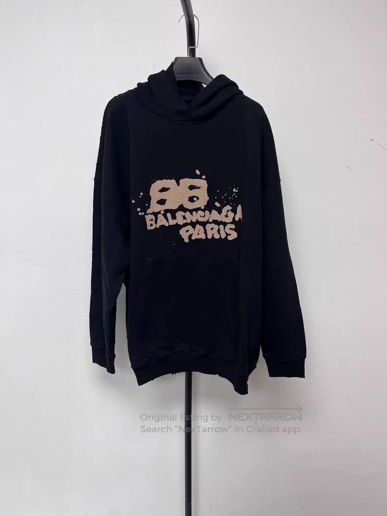 Balenciaga Balenciaga Logo Printed Hooded Sweatshirt Size US XS / EU 42 / 0 - 1 Thumbnail