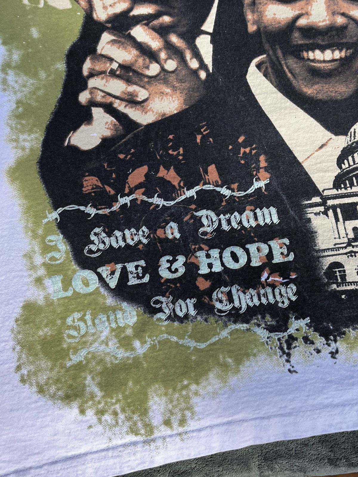 Vintage Vintage 90’s Barack Obama & Martin Luther King T-Shirt Size US XL / EU 56 / 4 - 4 Thumbnail