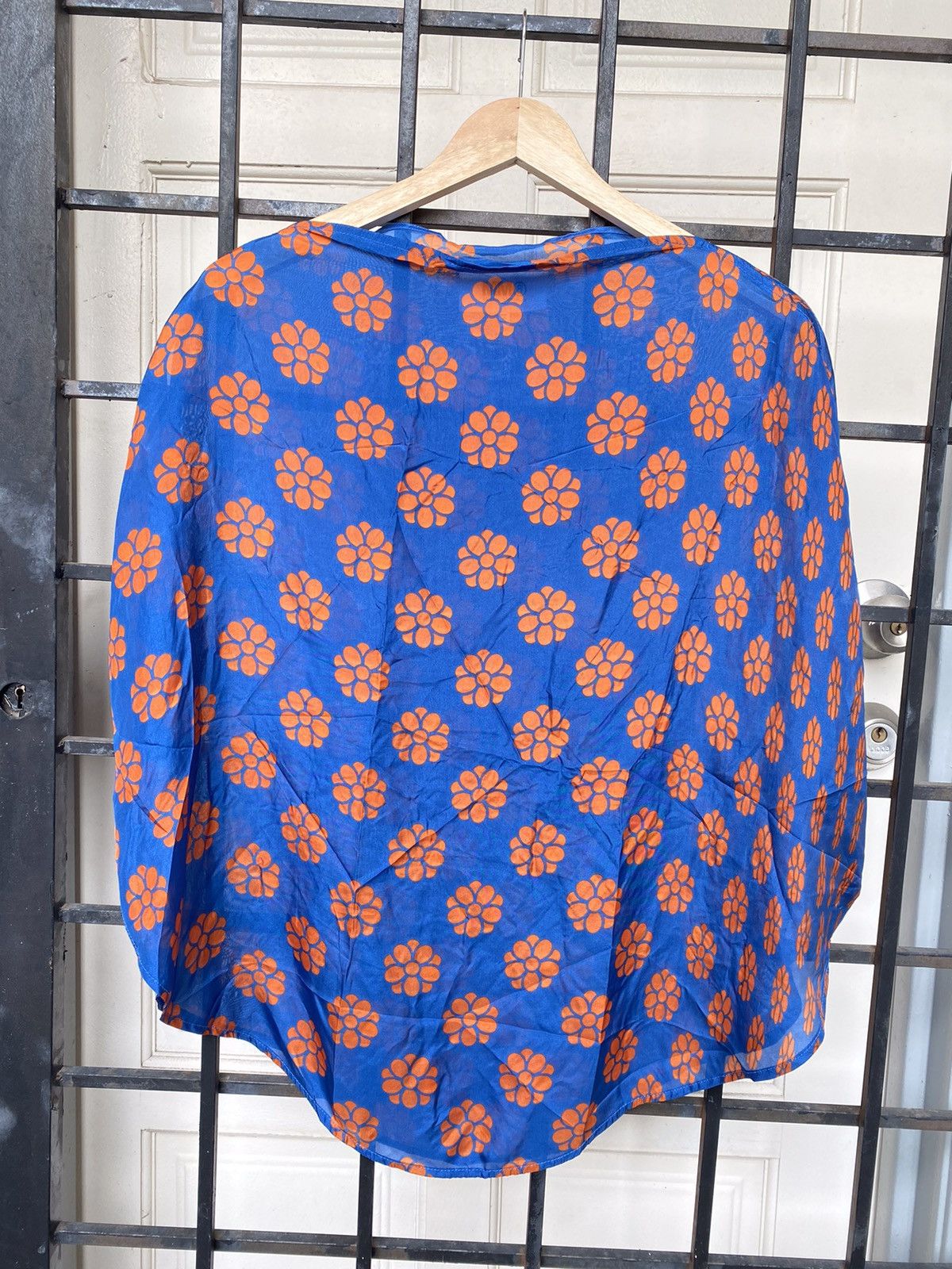 image of Mm6 By Maison Margiela Floral Print Silk in Blue/Orange, Women's