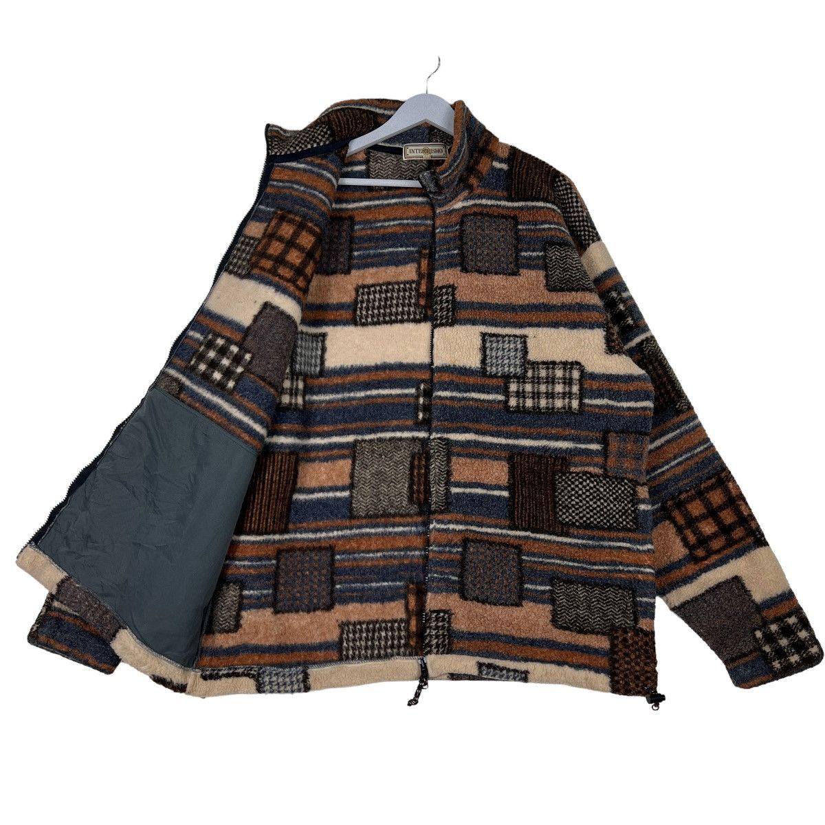 Japanese Brand 🔥 INTERROSMO PATCHWORK FLEECE JACKET NICE DESIGN Size US L / EU 52-54 / 3 - 9 Thumbnail