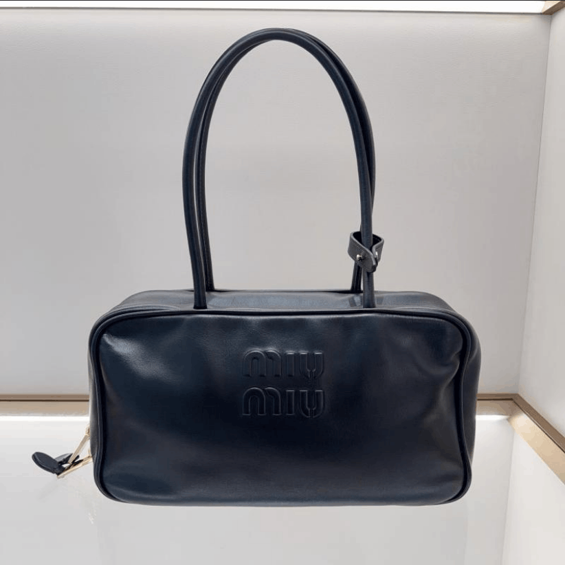 Miu Miu Miu Miu Miu Miu Beau Logo‑Zip Calfskin Top‑Handle Bag M Size ONE SIZE - 1 Thumbnail
