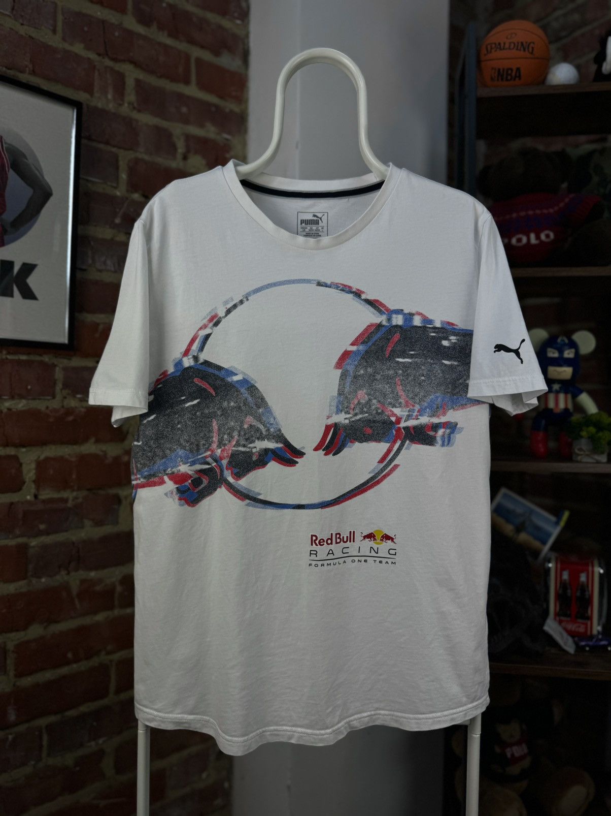 Puma × Red Bull PUMA Redbull Racing Double Bull Printed White T-Shirt Size US L / EU 52-54 / 3 - 1 Thumbnail
