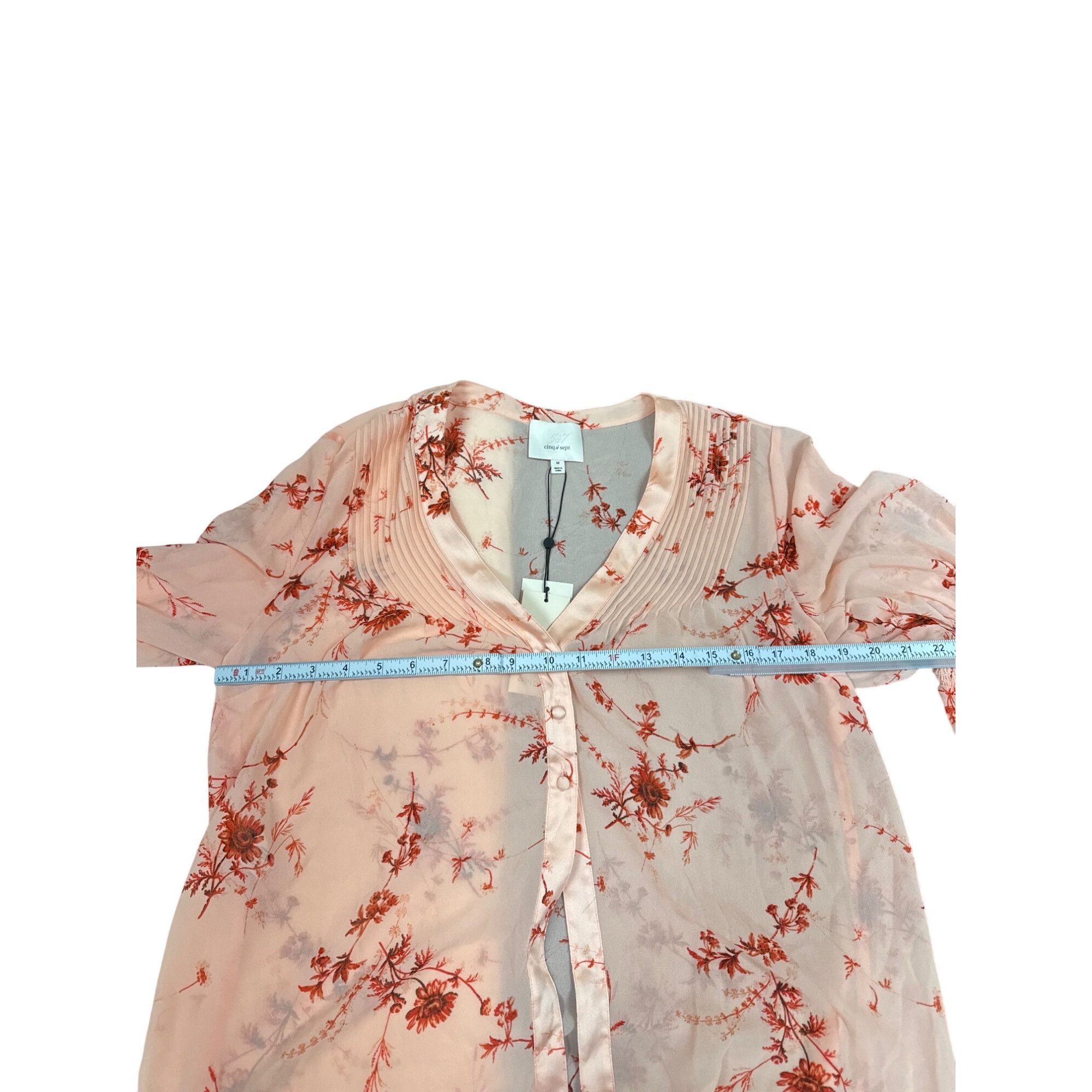 Cinq a Sept Cinq À Sept Womens Pale Rose Multi Floral Blouse dress shirt Size M / US 6-8 / IT 42-44 - 11 Thumbnail