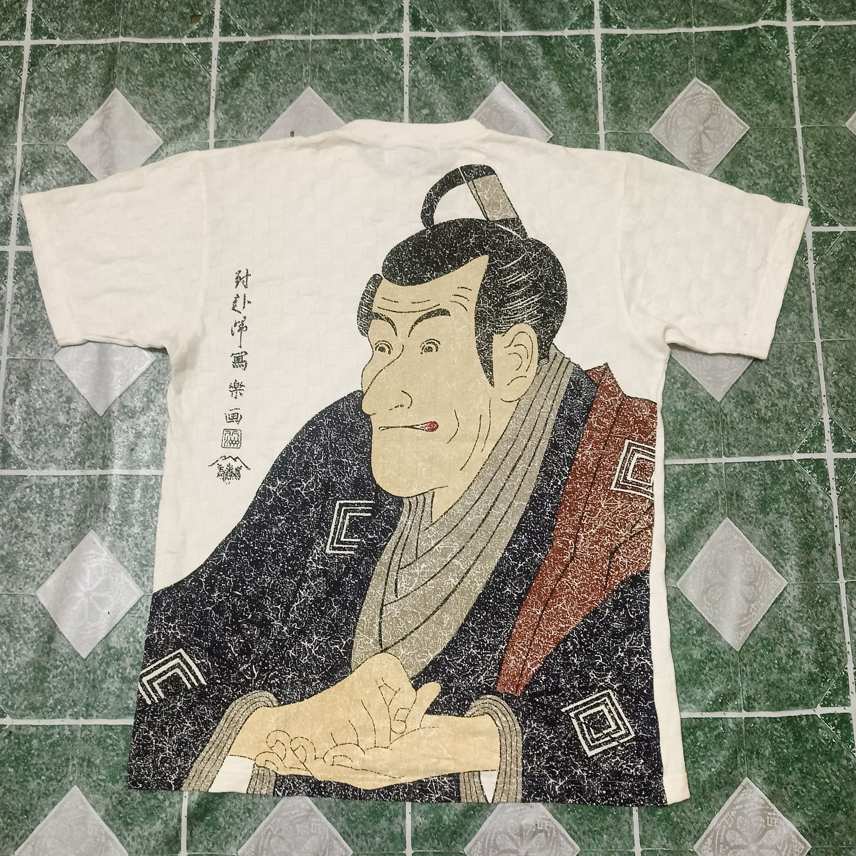 image of Japanese Art Design Iconic T Shirt in Cream, Men's (Size Large)
