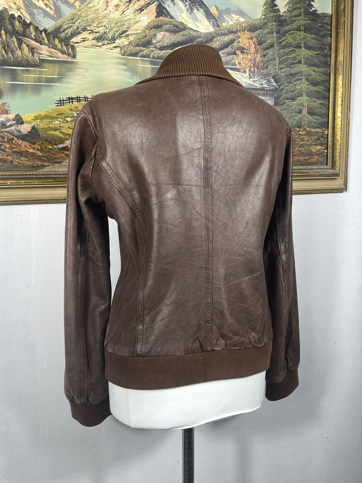 Vintage Washed Brown Retro 90s Genuine Real Leater Bomber Punk Rock Size M / US 6-8 / IT 42-44 - 10 Thumbnail