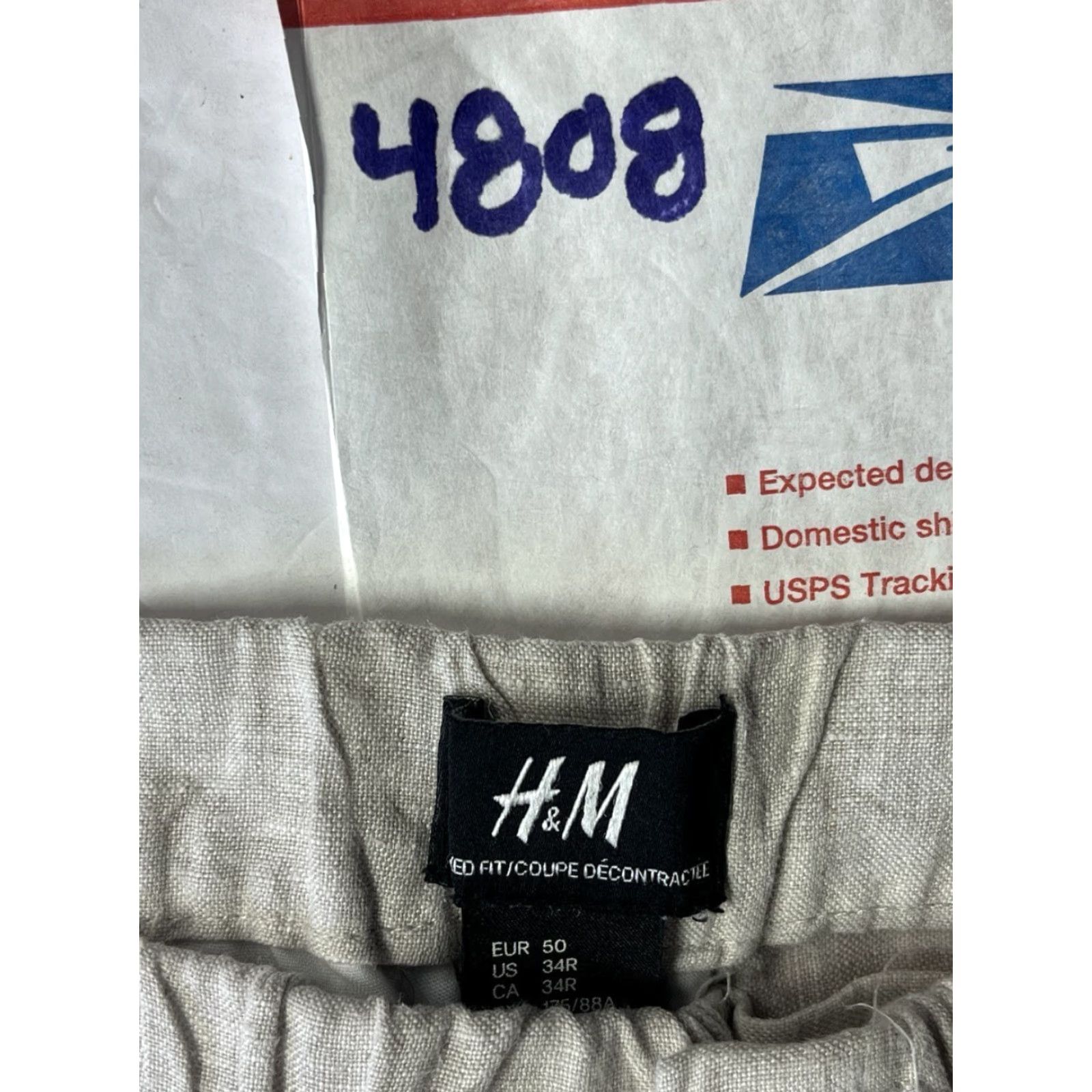 H&M H&M Linen Bermuda Shorts Men Beige 34 Regular Fit Mid Length Casual 34R Mens Size US 34 / EU 50 - 8 Thumbnail