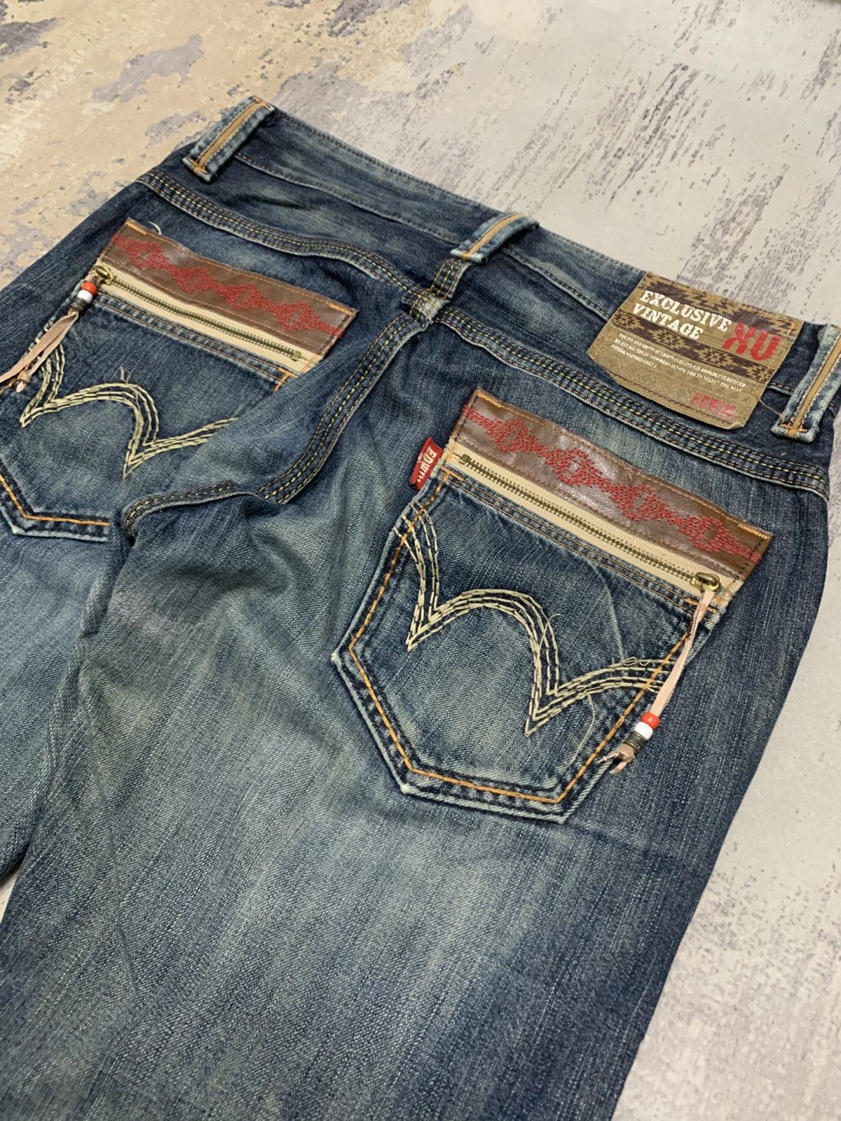 If Six Was Nine Edwin XV Navajo Distress Faded Denim Bootcut Mudmax Goa Size US 34 / EU 50 - 13 Thumbnail