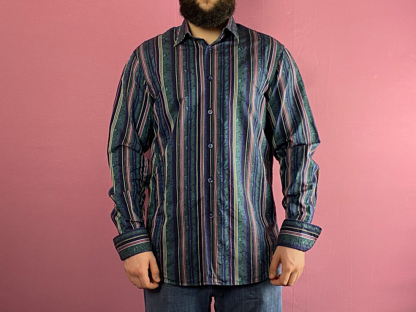 Kenzo × Vintage Kenzo Vintage Men's Striped French Cuff Dress Shirt - L Size US L / EU 52-54 / 3 - 3 Thumbnail