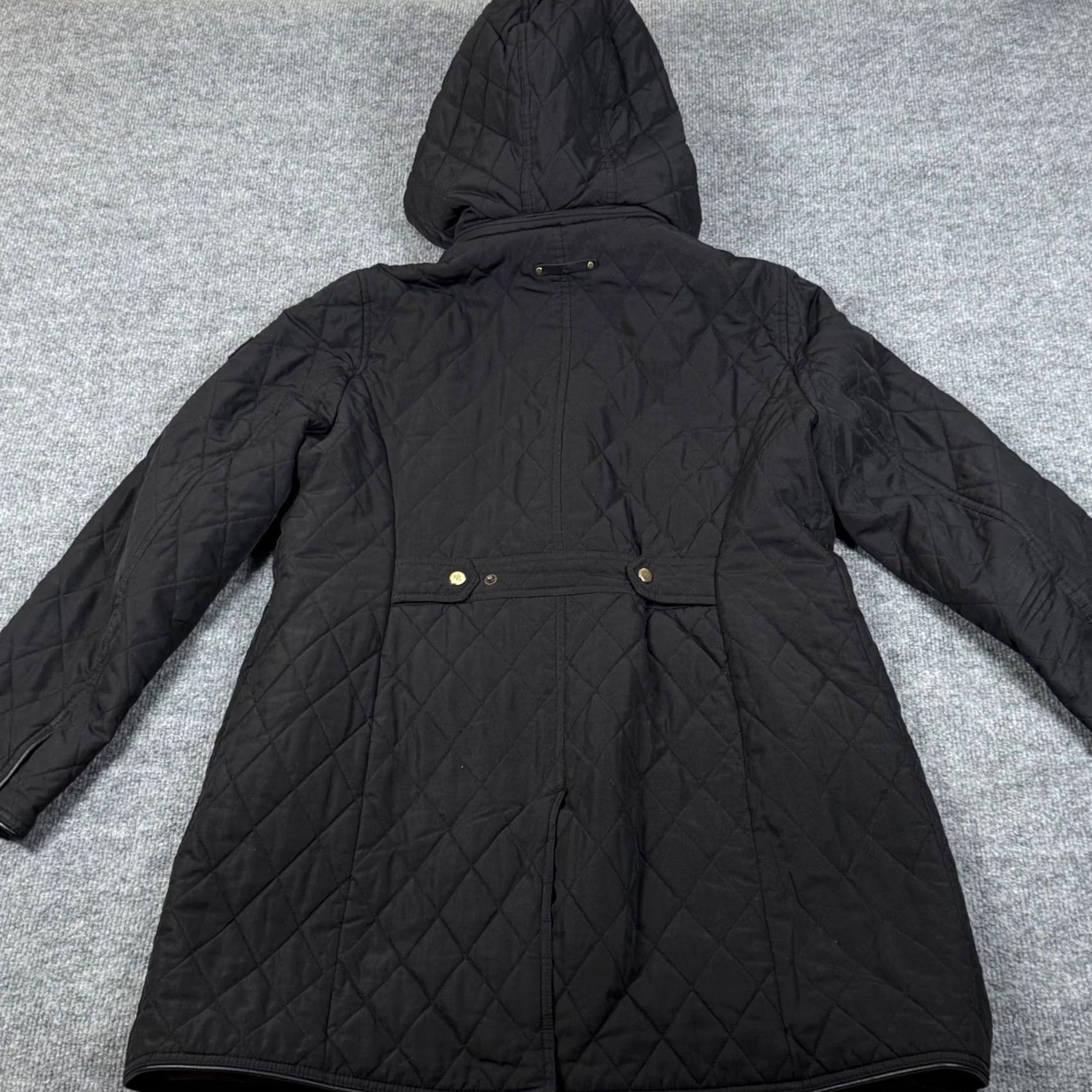 Ralph Lauren VINTAGE? No — Lauren Ralph Lauren Quilted Coat Hooded Faux Fur Trim Snap Front Black Womens Size 6 Regular Size M / US 6-8 / IT 42-44 - 7 Thumbnail