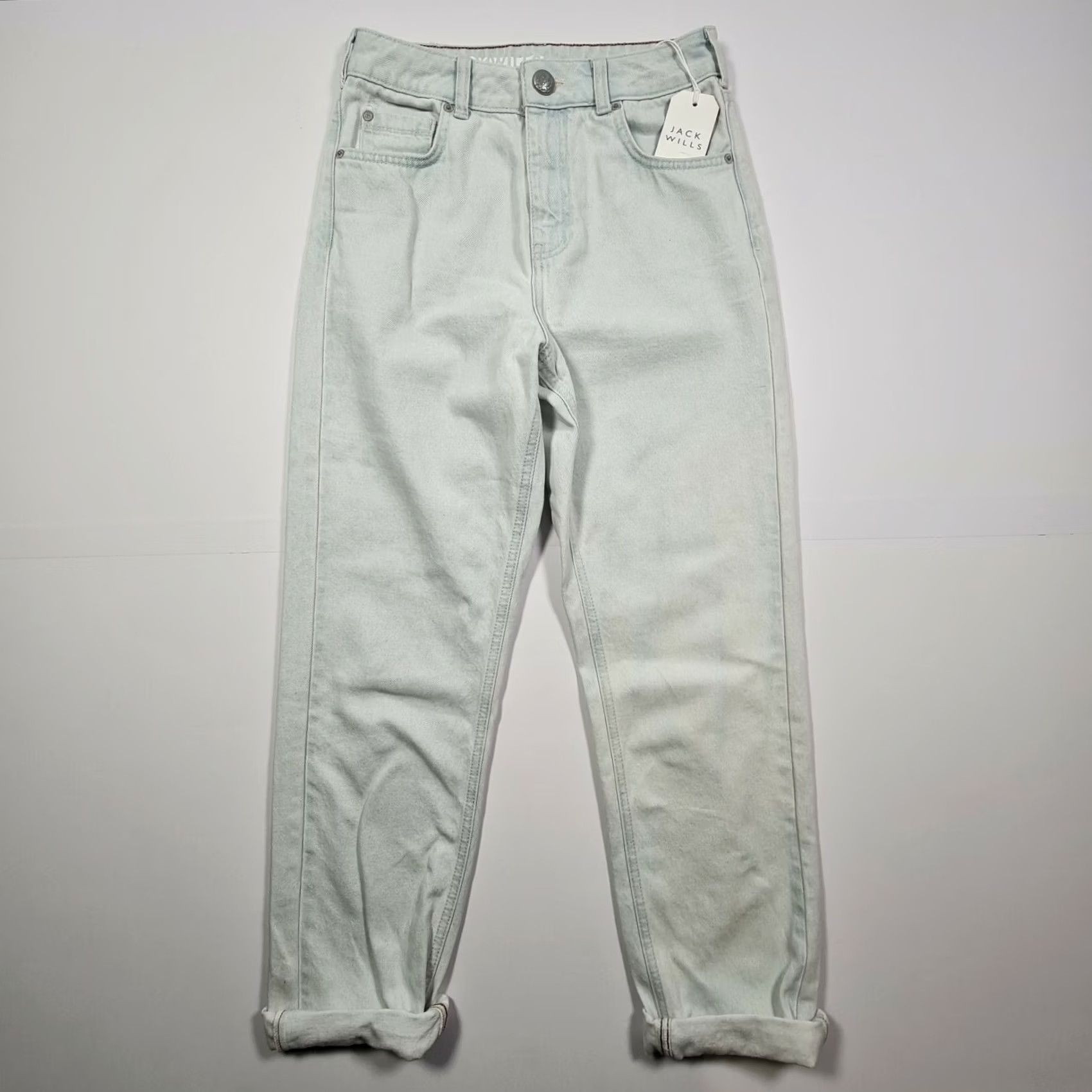 Jack Wills Jack Wills Jeans Blue 26 Regular 31in Inside Leg High Rise Straight Leg Denim Womens Maddison City Modern Logo Pockets 100% Cotton Size 24" / US 00 / IT 34 - 2 Thumbnail