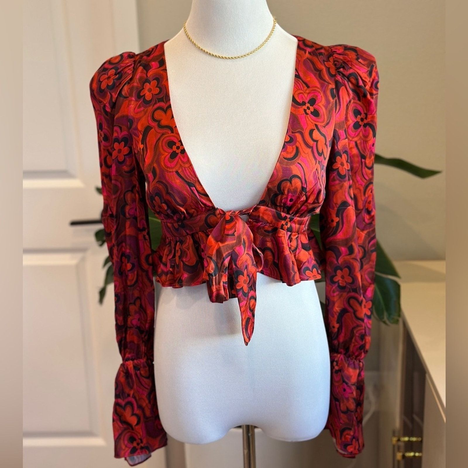 For Love & Lemons NWT For Love And Lemons Davina Tie Front Blouse Size S / US 4 / IT 40 - 6 Thumbnail