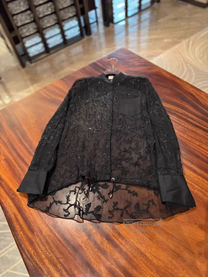 Brunello Cucinelli Brunello Cucinelli Heavy Embroidered Sequined Shirt Size L / US 10 / IT 46 - 3 Thumbnail