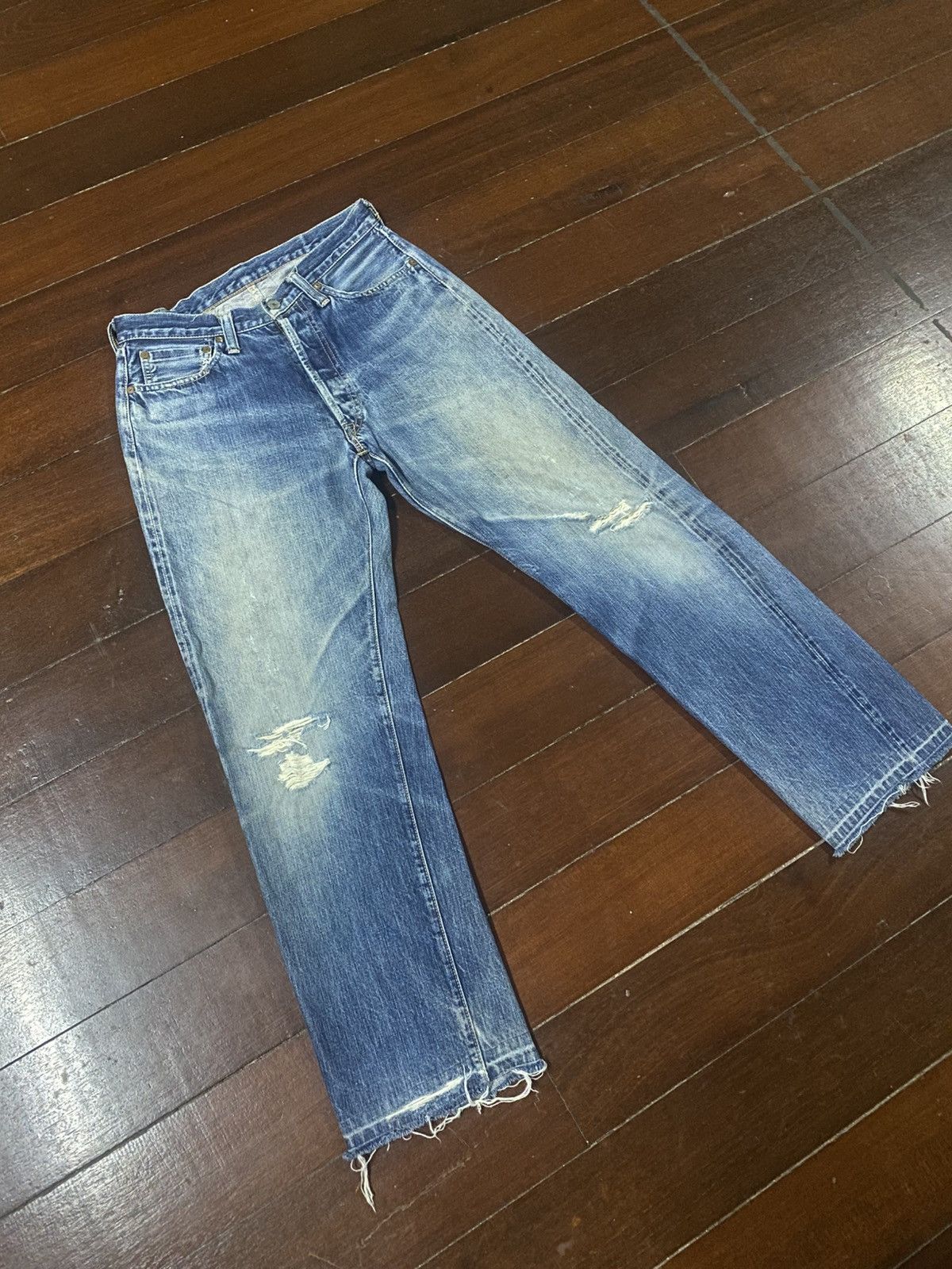 Full Count & Co. vintage full count selvedge distressed mud wash denim pants Size US 30 / EU 46 - 2 Thumbnail