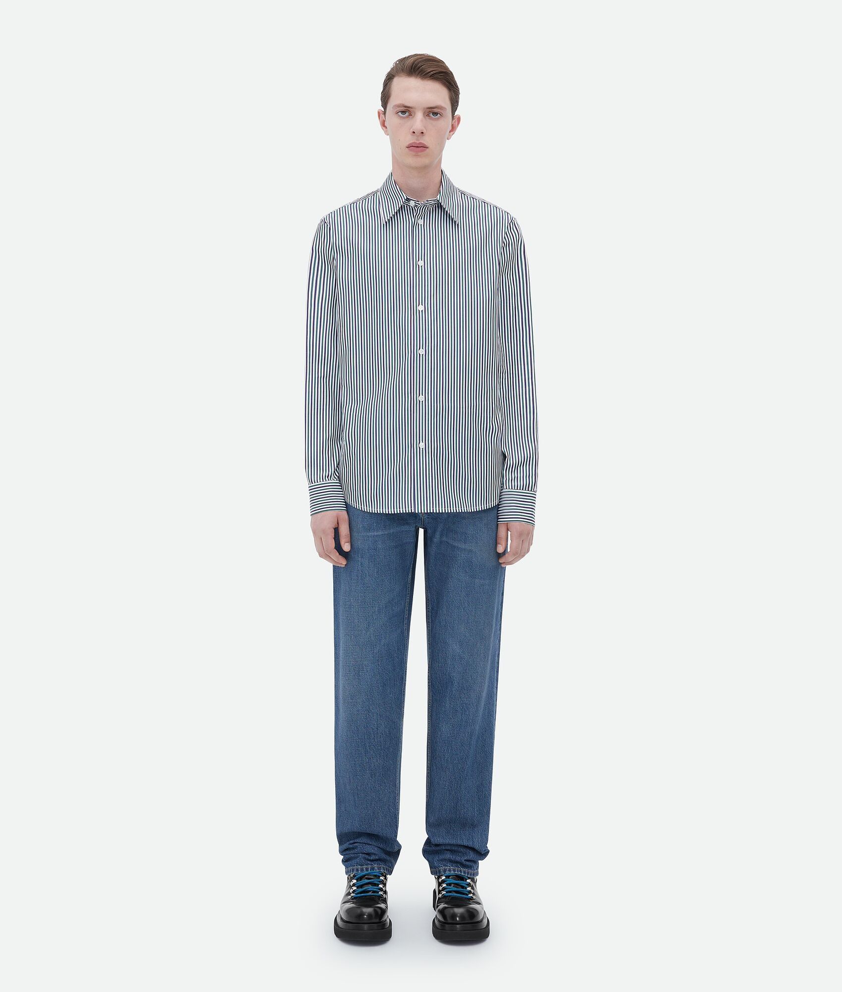 Bottega Veneta o1n1vont1224 Striped Cotton Shirt in Multicolor Size US S / EU 44-46 / 1 - 1 Thumbnail
