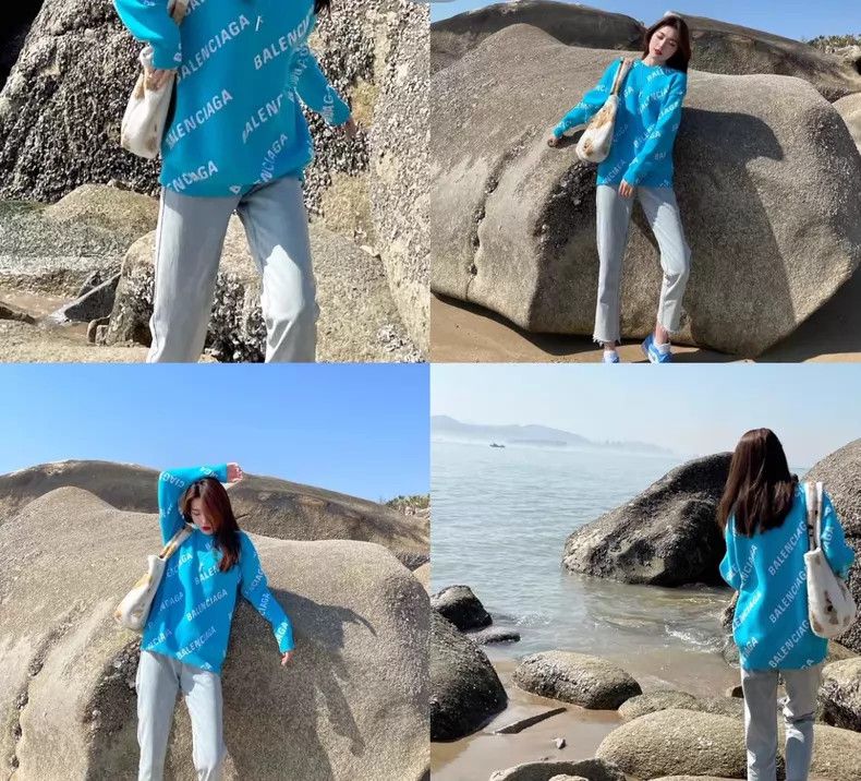 Balenciaga Balenciaga Full Logo Pattern Round Neck Sweater Size S / US 4 / IT 40 - 7 Thumbnail