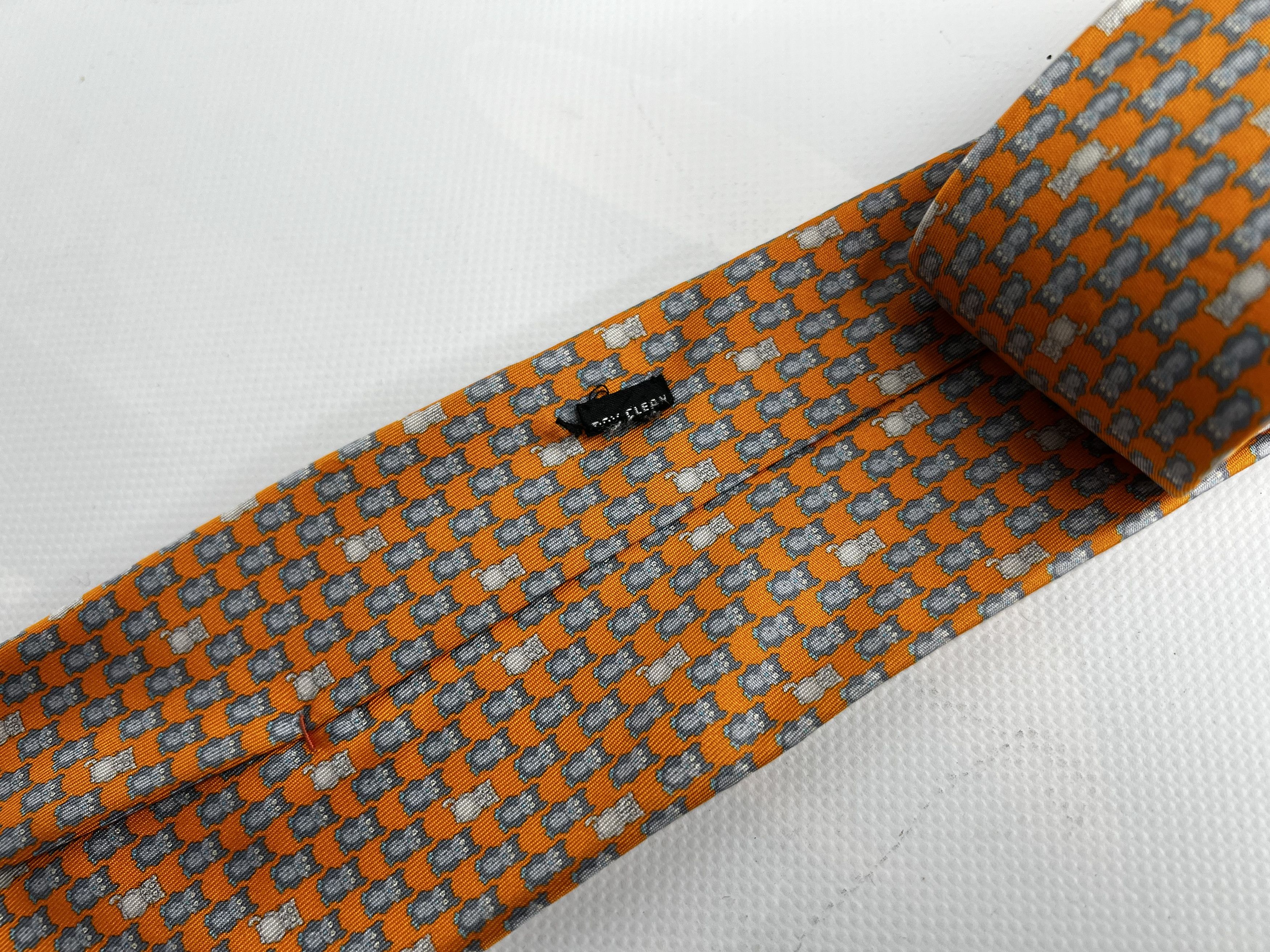 Hermes HERMES PARIS SILK TIE 5610 MA ORANGE FRANCE Size ONE SIZE - 3 Thumbnail