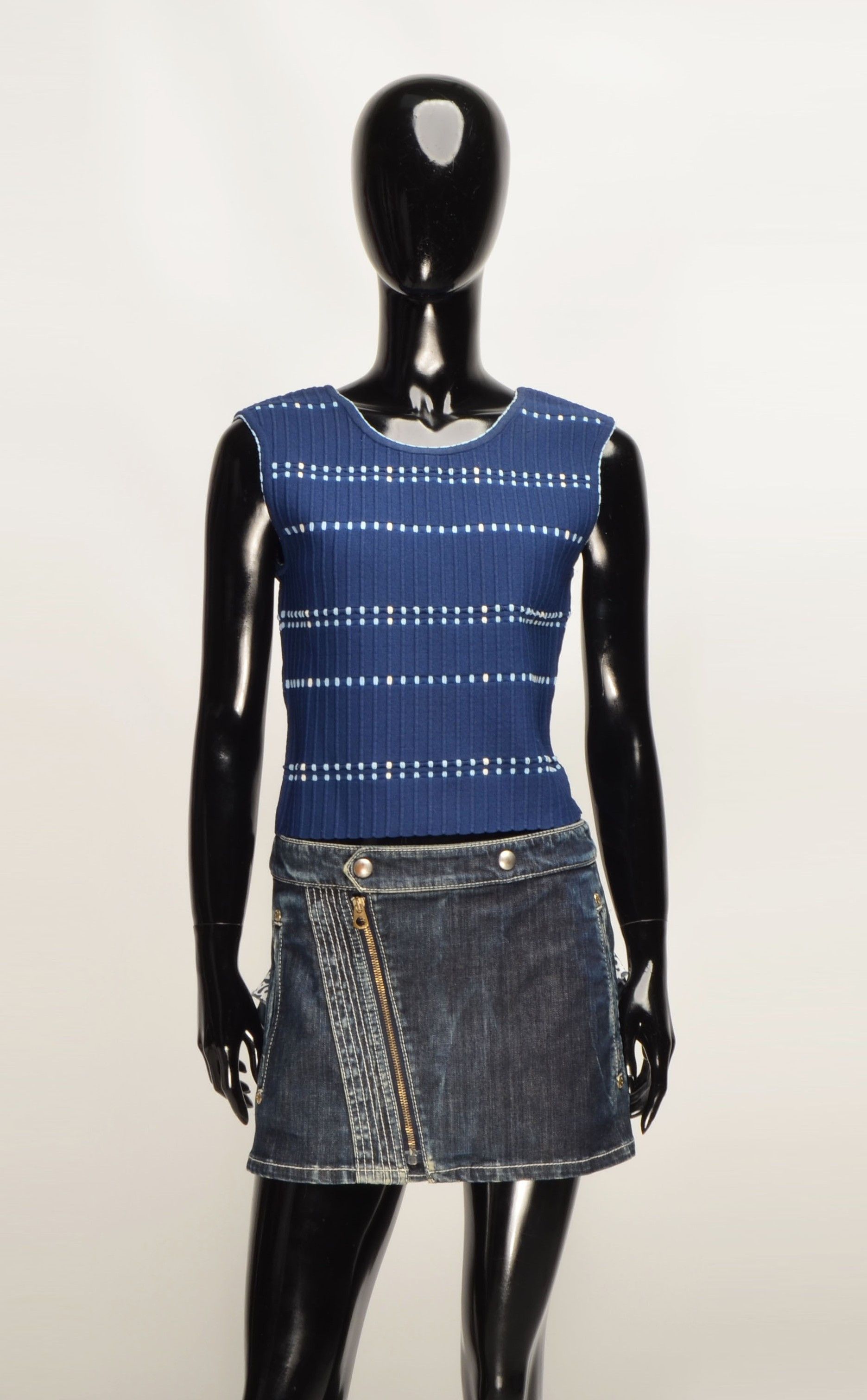Sandro Women's Sandro Paris Coquette Sleeveless Textured Blue Top Size S / US 4 / IT 40 - 1 Thumbnail