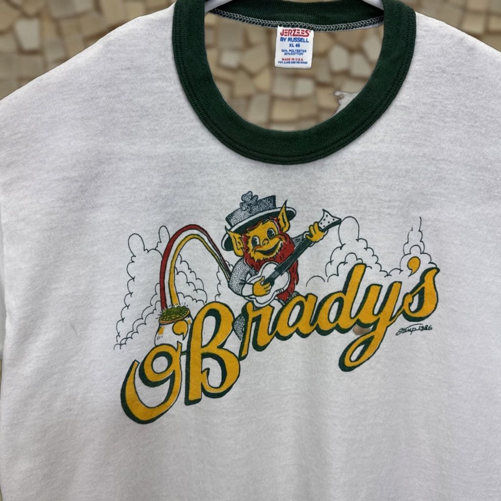 Jerzees VINTAGE Jerzees T-Shirt XL White Leprechaun Rainbow 80s Pot Of Gold Graphic Print Crew Neck Short Sleeve Men Mens Size US XL / EU 56 / 4 - 1 Thumbnail