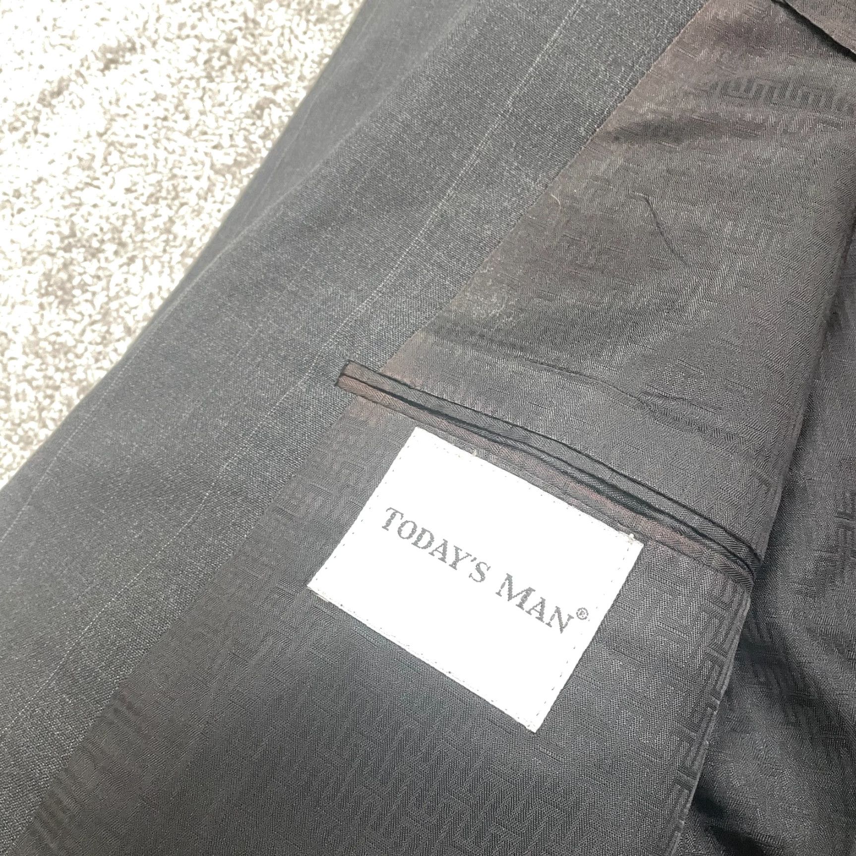 Halston Today's Man Halston Blazer Jacket Mens 46L Dark Gray Striped Wool Business Suit Size 46R - 4 Thumbnail