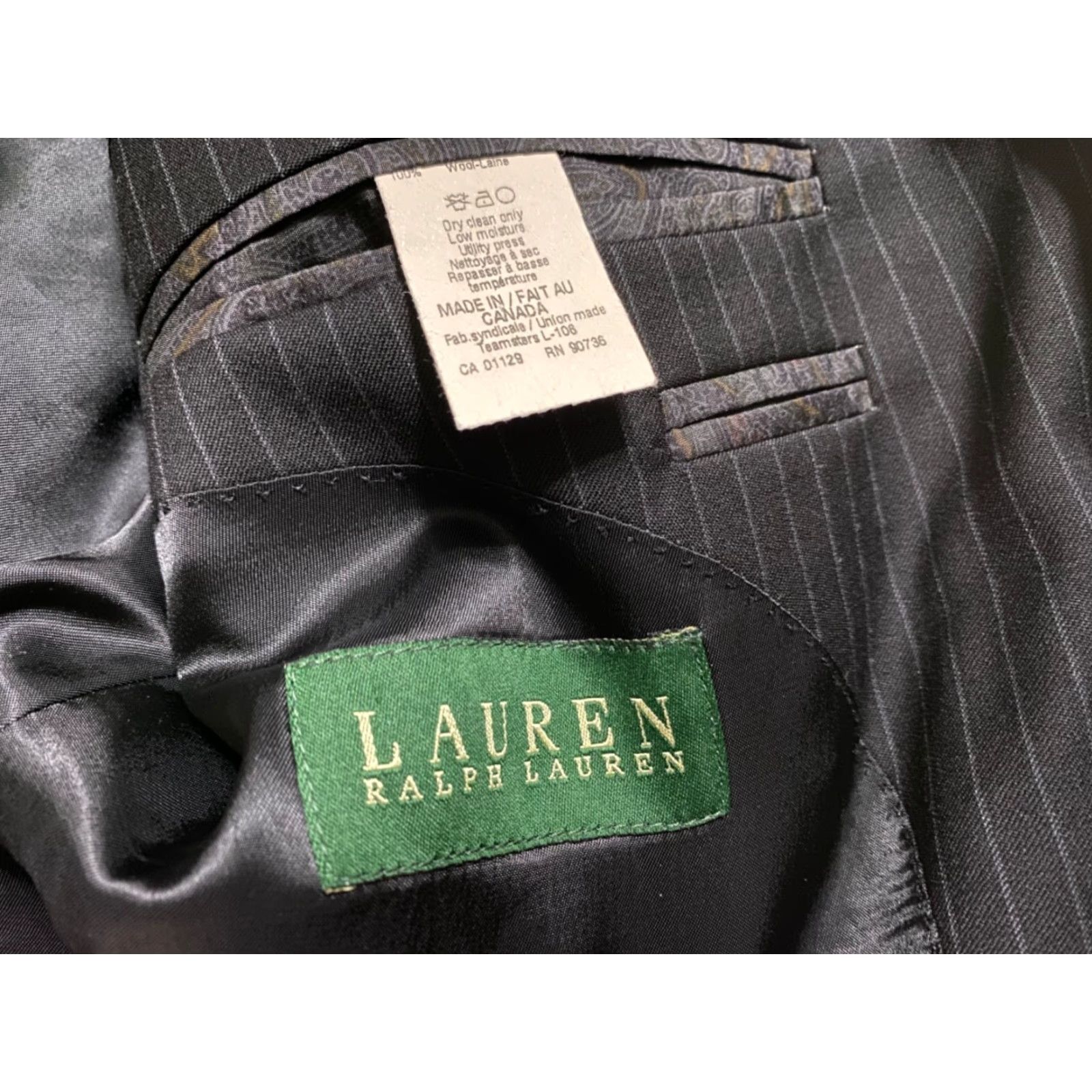 Ralph Lauren Lauren Ralph Lauren Blazer Mens 44 Long Wool Black Striped Two-Button Single-Breasted Jacket Shirt Size US XXL / EU 58 / 5 - 5 Thumbnail