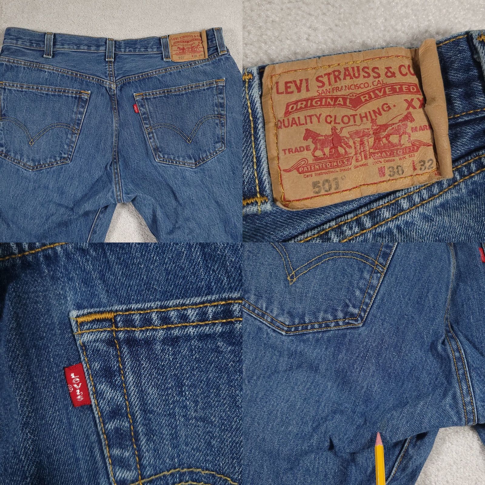 Levi's Levi's 501XX Jeans Mens 38X32 Button Fly Straight Leg Denim Classic Workwear Jeans Mens 38 Regular Blue 5-Pocket Grunge Vintage No Size US 38 / EU 54 - 9 Thumbnail