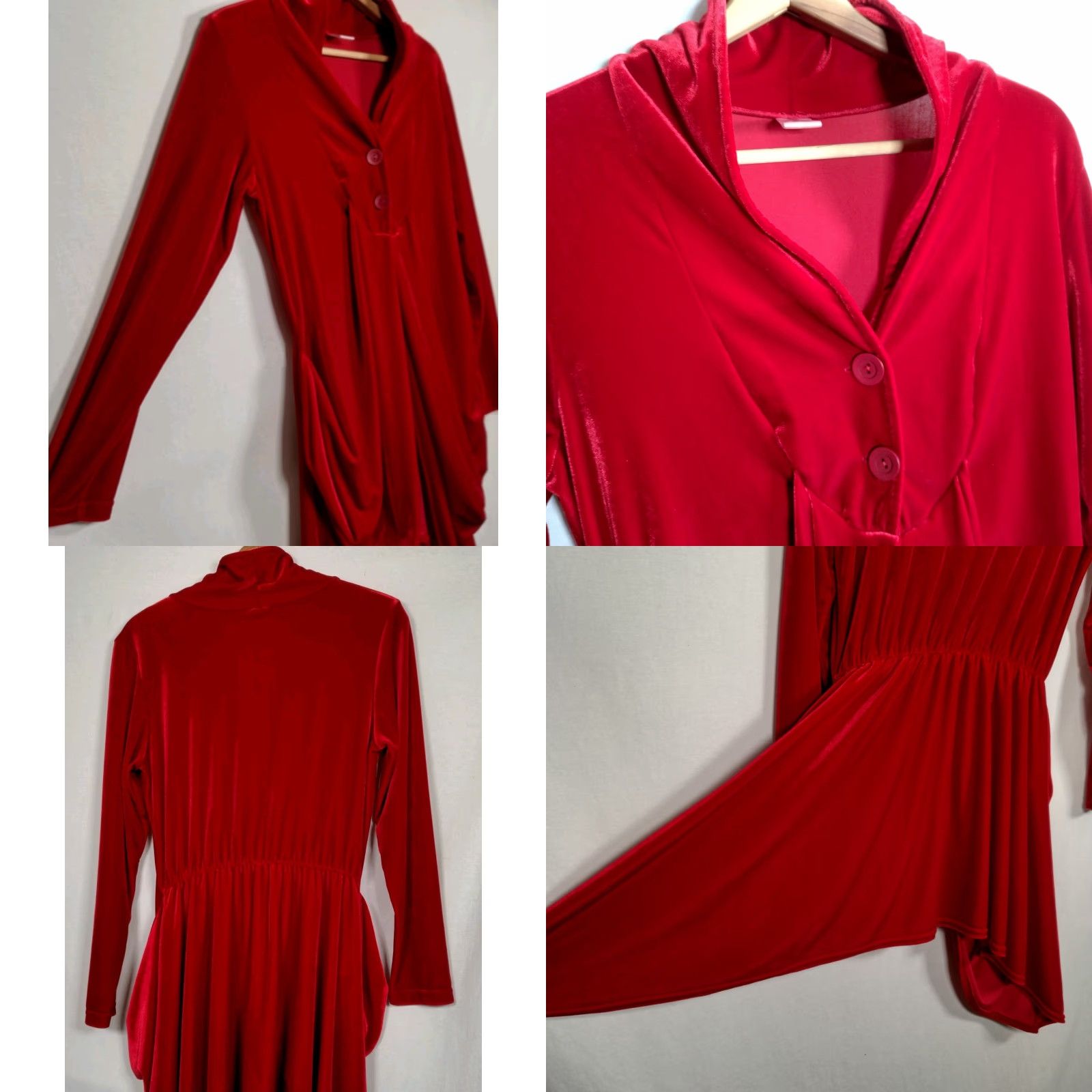 Velour Vintage Magdalena Velour Duster Shirt Y2K Red Whimsigoth Renaissance Vampire Size S / US 4 / IT 40 - 8 Thumbnail