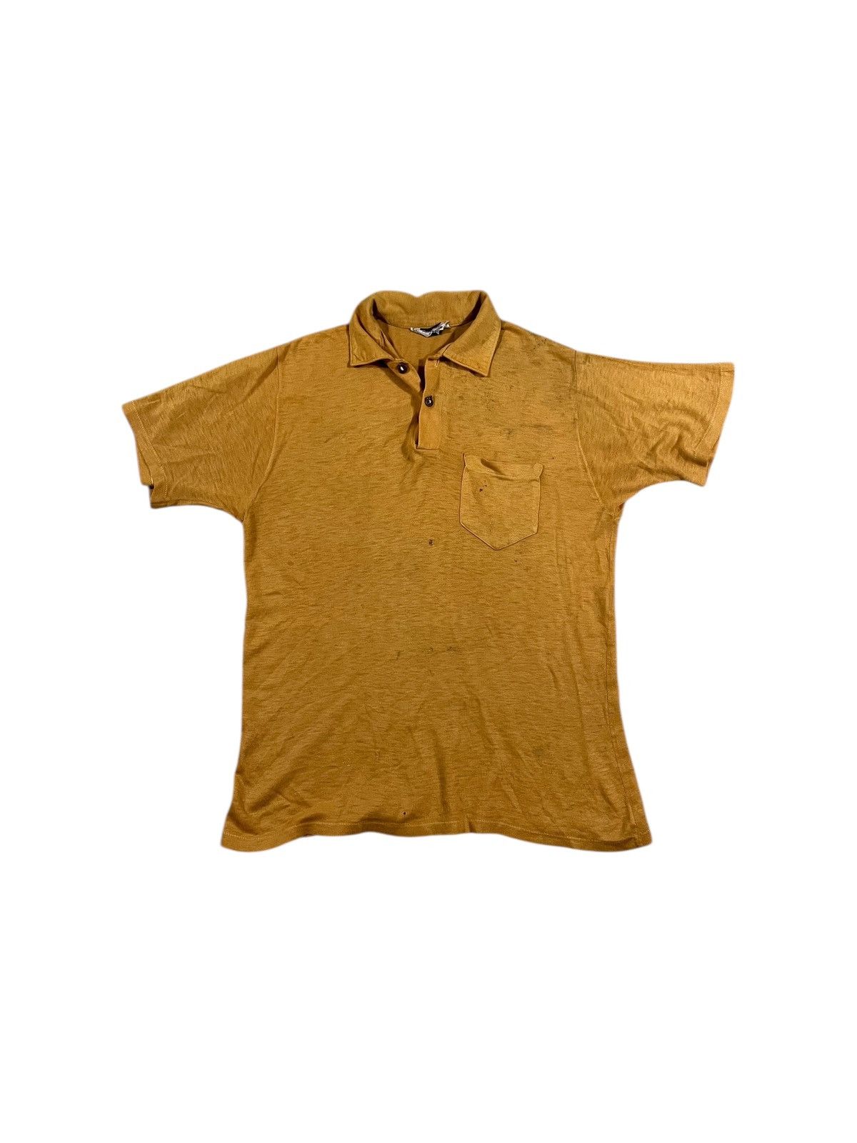 Vintage Vintage 70s Mustard Yellow Cotton Polo Shirt Size US M / EU 48-50 / 2 - 1 Thumbnail