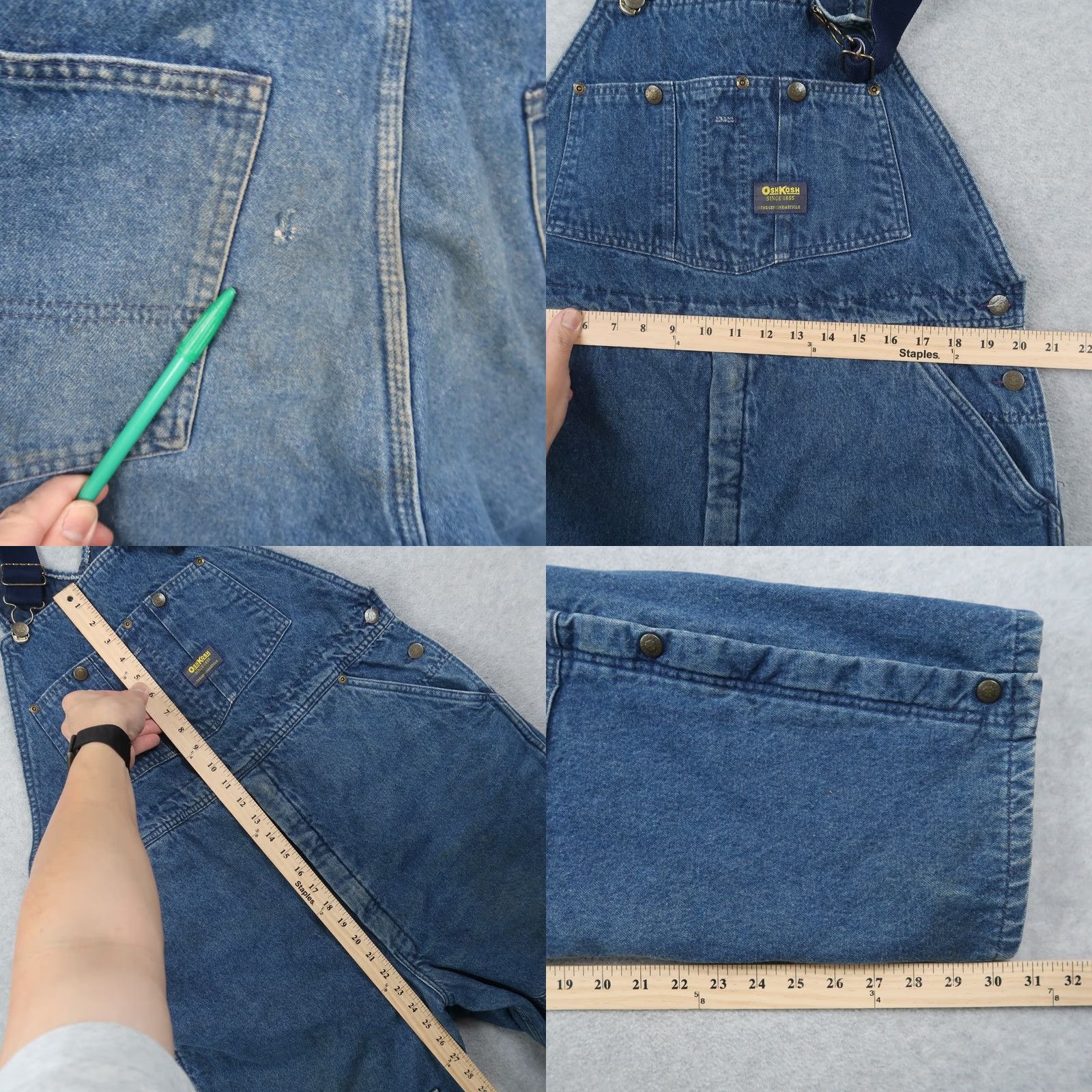 Vintage VINTAGE OshKosh B’Gosh Denim Overalls Mens 38x32 Blue 5-Pocket Denim Insulated USA 80s 90s Size US 38 / EU 54 - 9 Thumbnail
