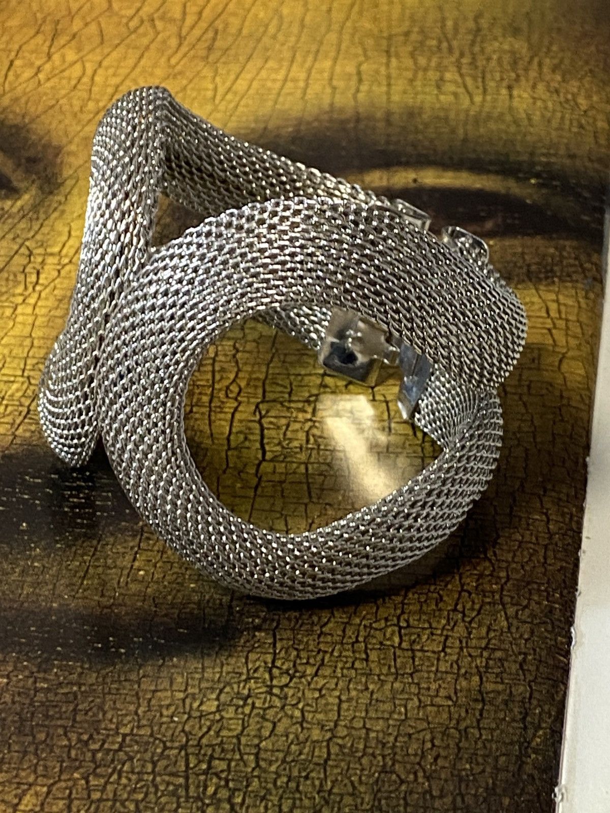 Hysteric Glamour Large Silver Mesh Twisted Statement Bangle Bracelet Size ONE SIZE - 7 Thumbnail