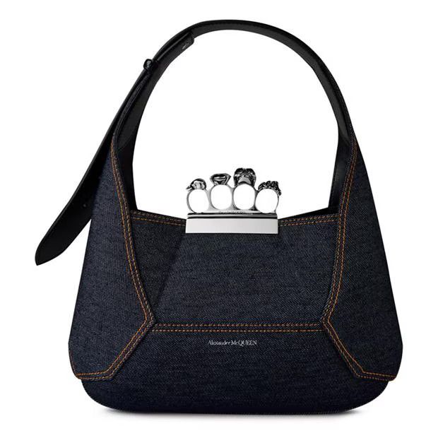 Alexander McQueen o1g2r1mq0824 Size: OS / The Jewelled Hobo Bag Denim Blue Size ONE SIZE - 1 Thumbnail