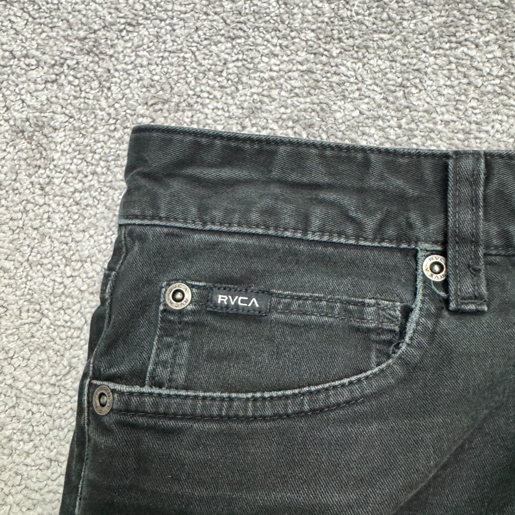 RVCA RVCA Pants Chino Slim Straight 5-Pocket Mens 33 Black Regular Inseam 31" Twill Flat Front Button Zip Modern Classic Mens Size US 35 - 4 Thumbnail