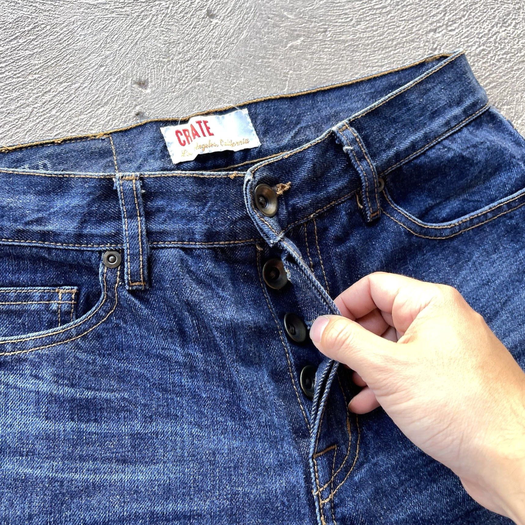 Denime Crate Jeans Slim Straight Denim Pants Men 28x32 Blue Selvedge Medium Cotton 28 Waist 32 Inseam Mens Jeans Size US 28 / EU 44 - 7 Thumbnail