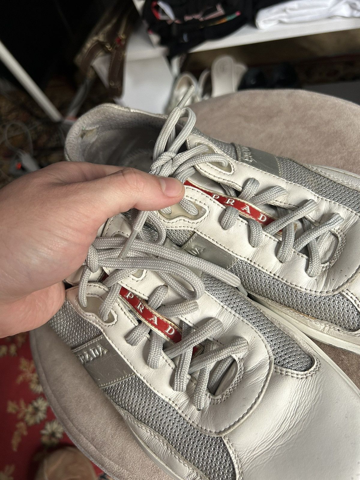 Prada × Vintage Prada Sport Leather And Mesh Low Top Sneakers Size US 9 / EU 42 - 3 Thumbnail