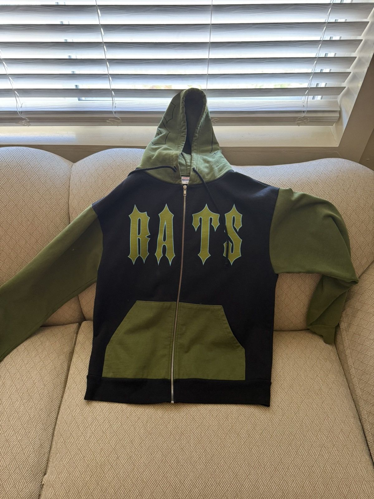 Stray Rats Black & Green Zip-Up Hoodie