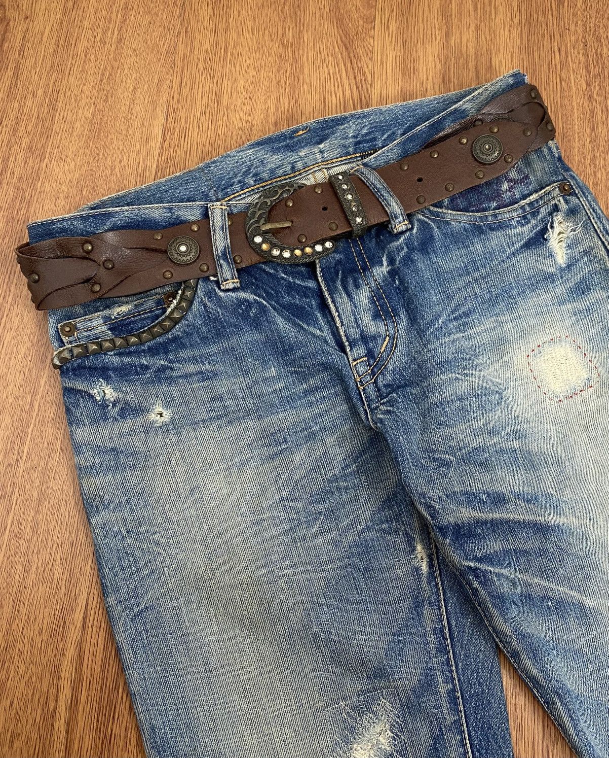 If Six Was Nine × Japanese Brand × KMRii Braided studded crystal leather belt Size ONE SIZE - 2 Thumbnail