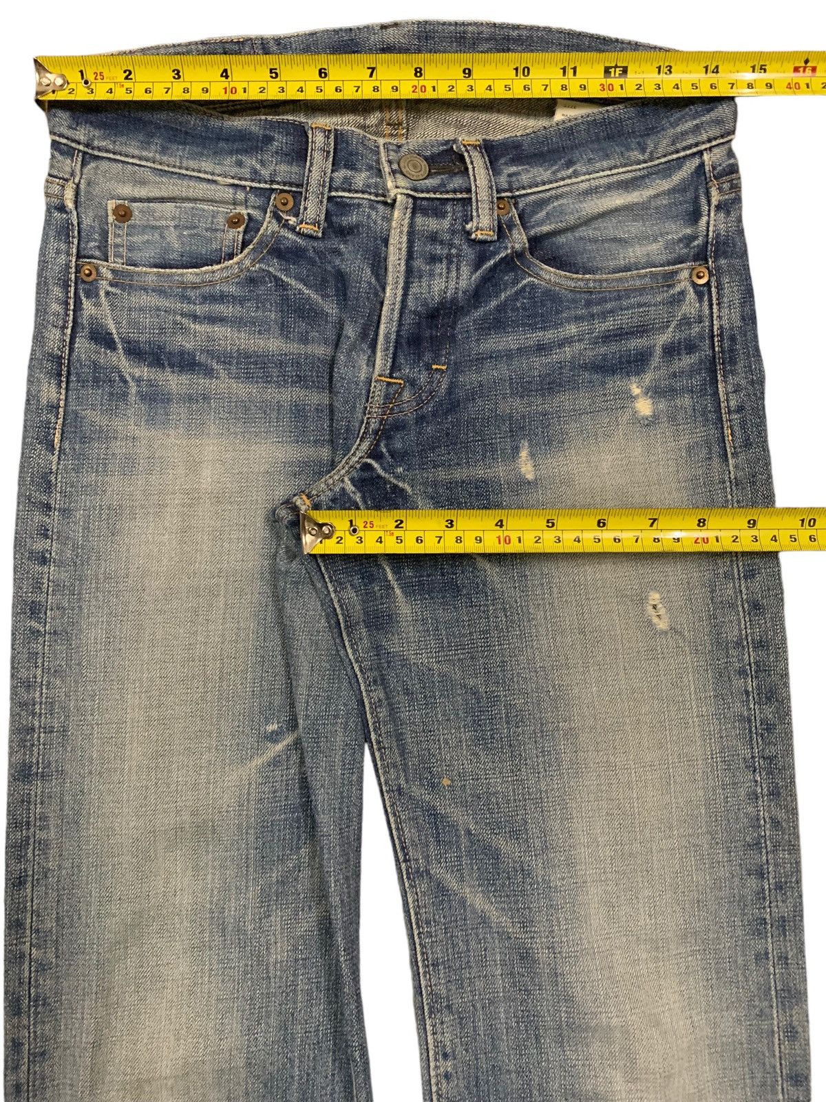 Japanese Brand Vintage Y2K Quadro Medio Button Fly Distressed Grunge Jeans Size US 29 - 14 Thumbnail