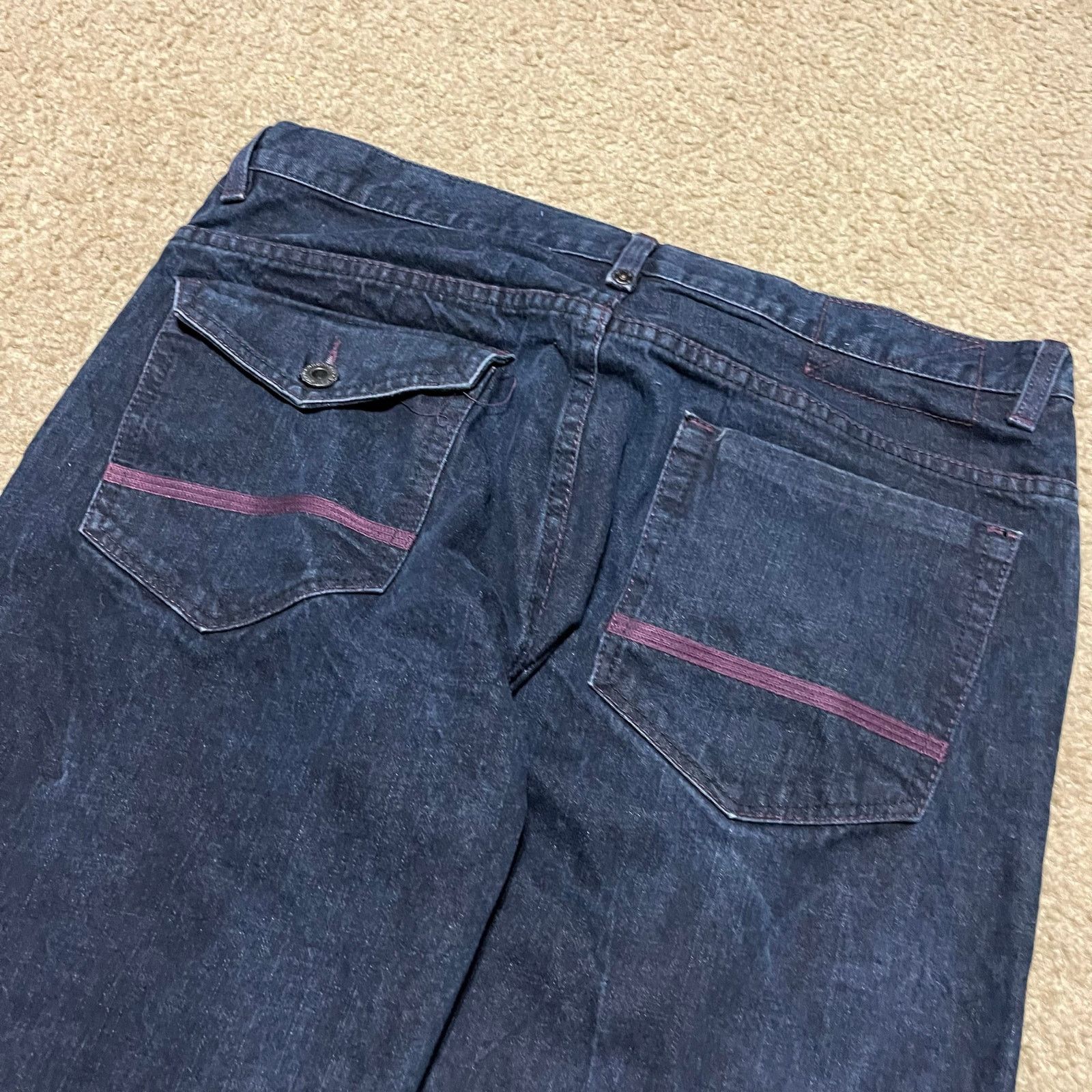 Sean John Sean John Y2K Baggy Purple Embroidered Dark Blue Jeans 36x32 Size US 36 / EU 52 - 4 Thumbnail