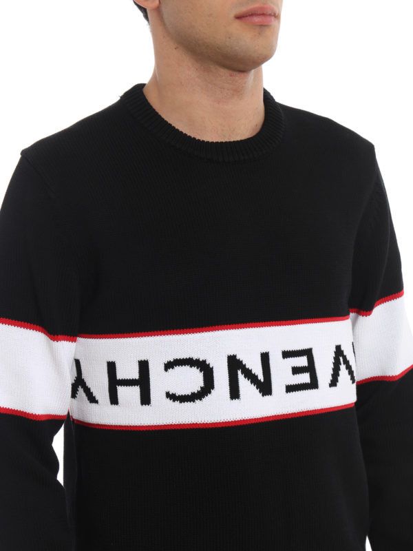 Givenchy o1srvl11e0326 Reverse Logo Intarsia Sweater in Multicolor Size US XL / EU 56 / 4 - 5 Thumbnail