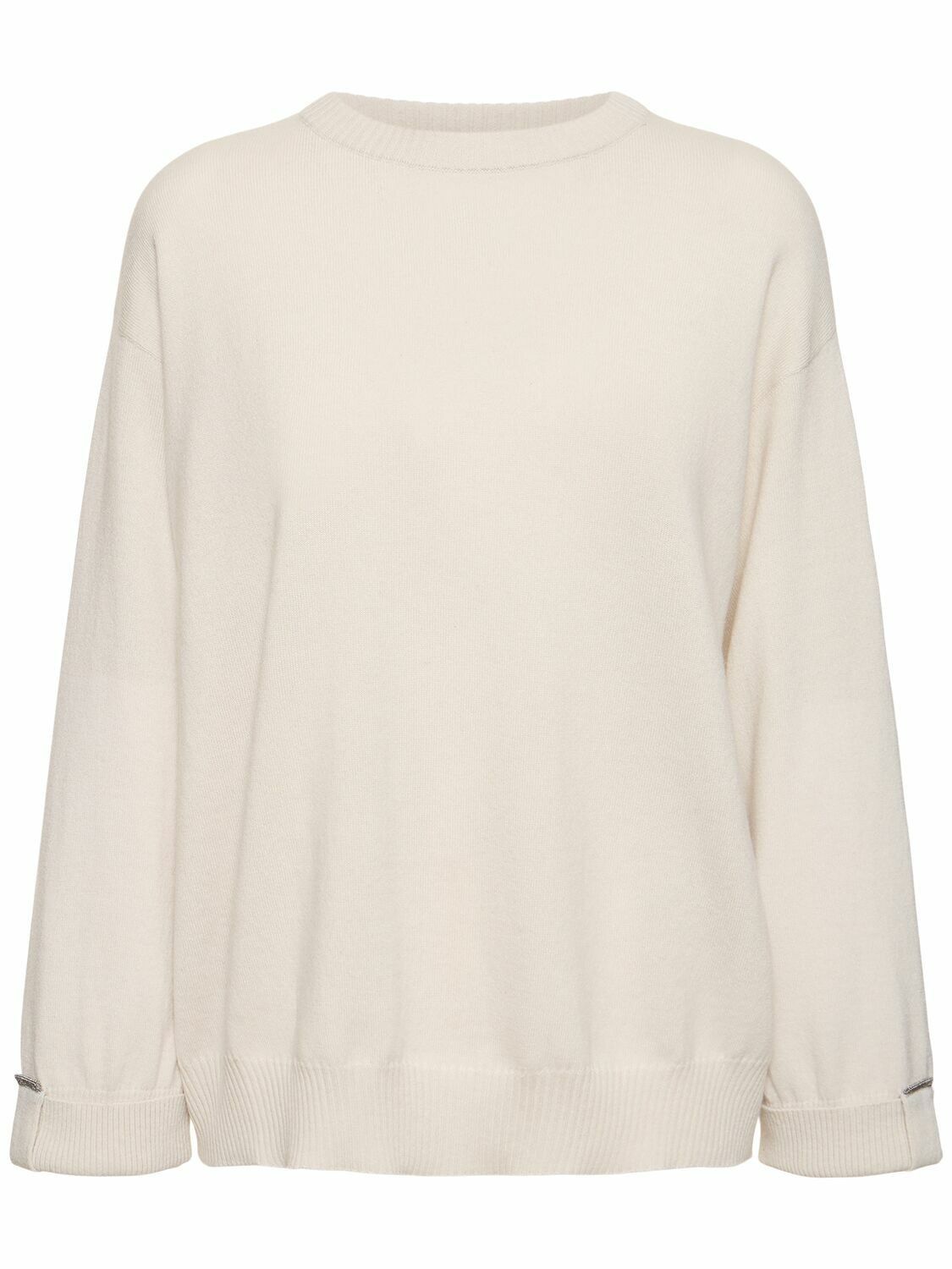 Brunello Cucinelli o1y0825 Crewneck Cashmere Blend Sweater in Off-White Size XL / US 12-14 / IT 48-50 - 1 Thumbnail