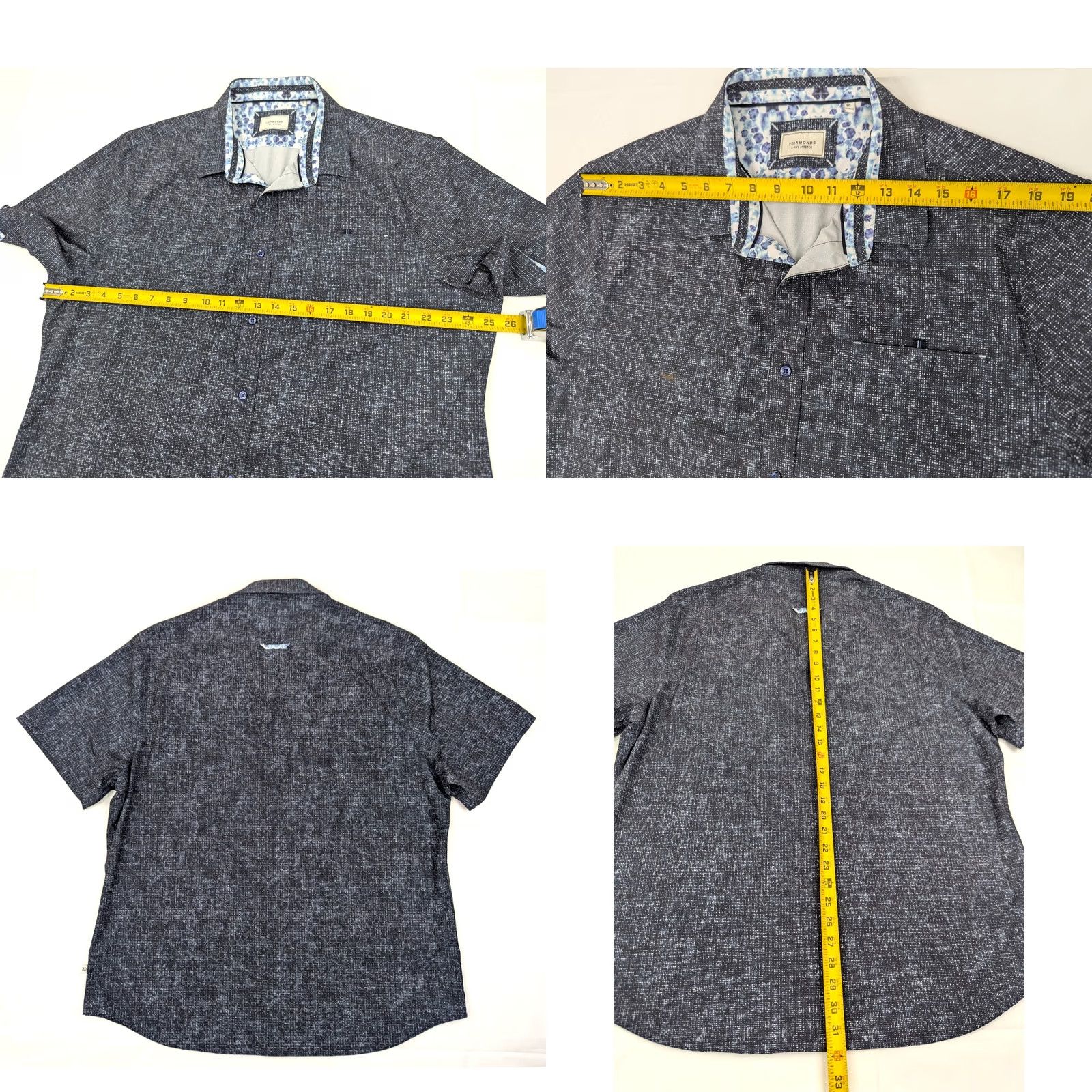 Vintage 7 Diamonds Ocean Drive Button-Up Short Sleeve Shirt Men 2XL Blue Geometric Casual Business Size US XXL / EU 58 / 5 - 8 Thumbnail