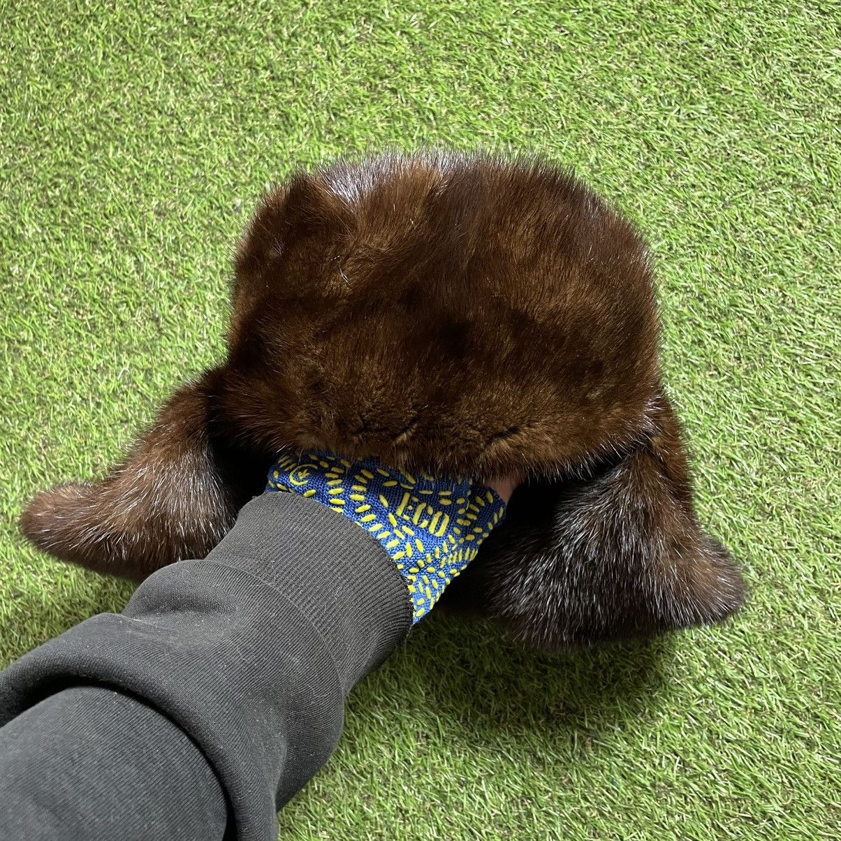 Japanese Brand Glossy Brown Vintage Fur Trapper – Archive Cold Layer Hat Size ONE SIZE - 3 Thumbnail