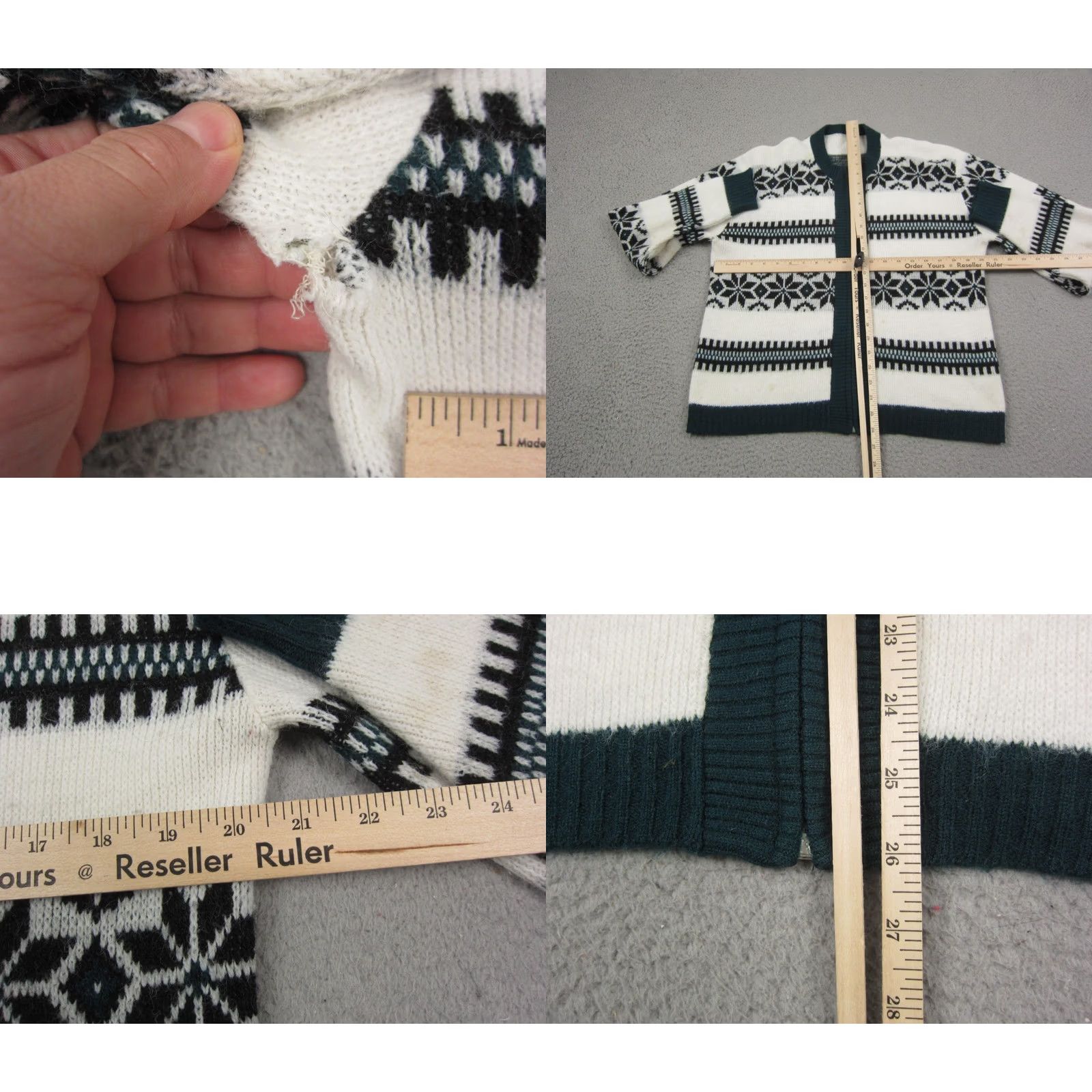 Vintage VINTAGE Nordic Cardigan Womens Large White Green Fair Isle Sweater 60s 50s Size L / US 10 / IT 46 - 8 Thumbnail