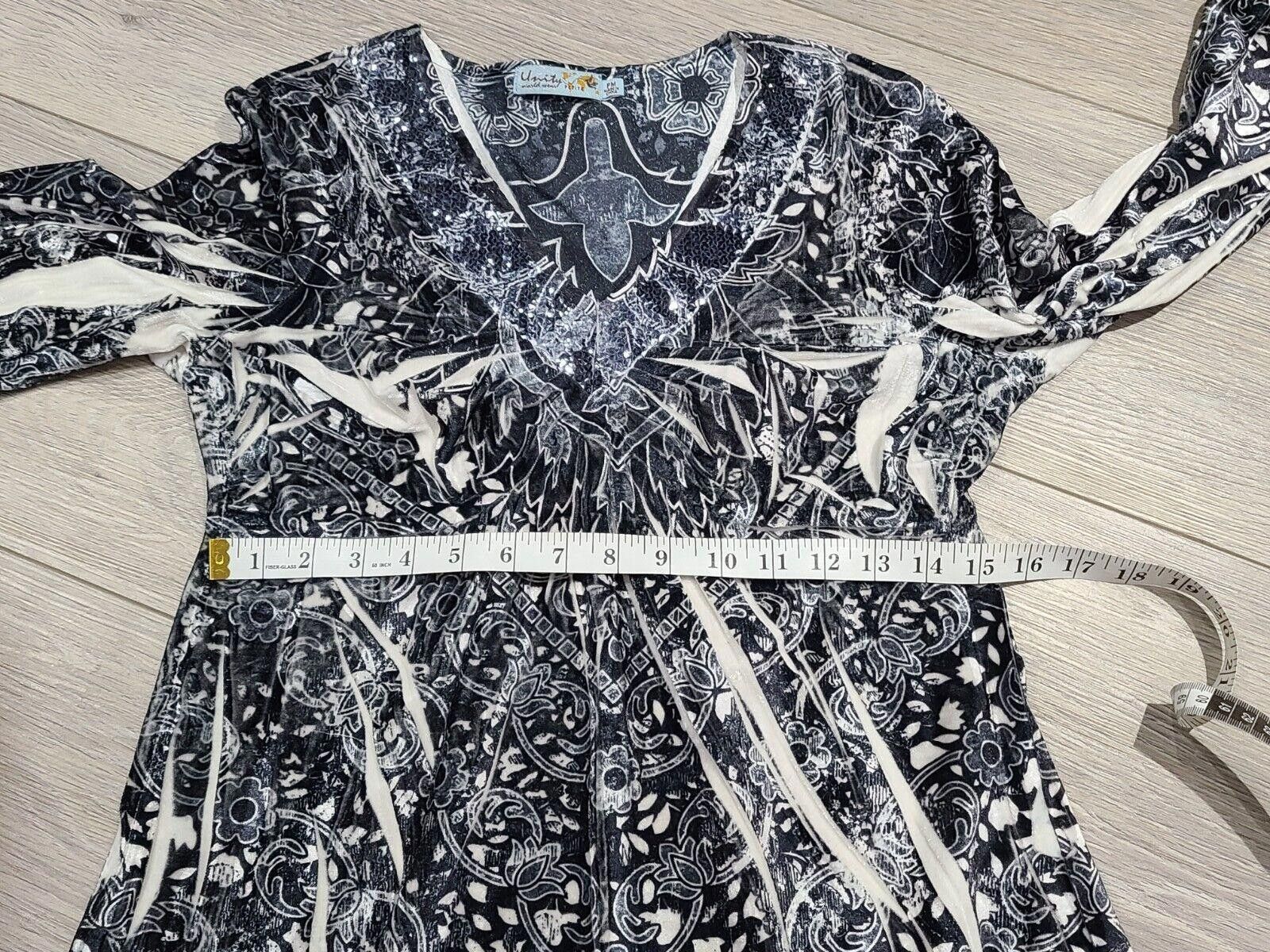 Designer Unity World Wear Top Blouse Shirt Petite Medium Pm Velvet Size M / US 6-8 / IT 42-44 - 5 Thumbnail