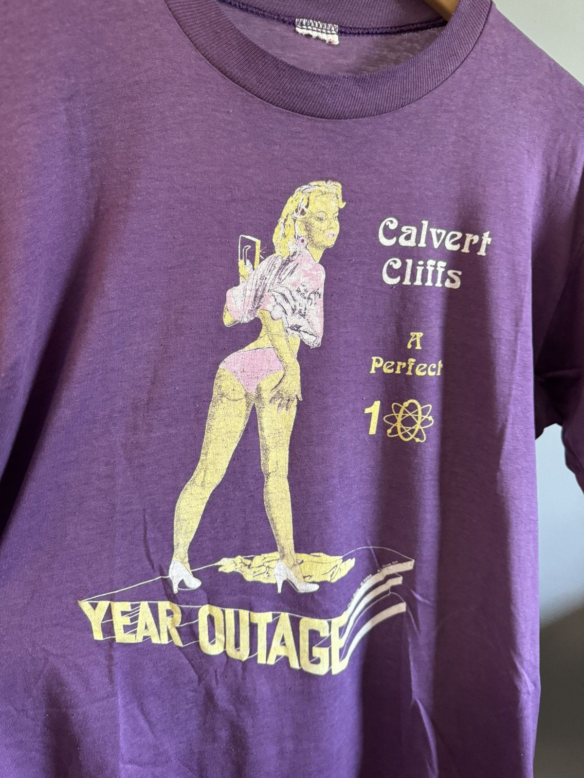 Vintage Faded Single Stitch Pin Up Purple Calvert Cliffs Shirt Size US L / EU 52-54 / 3 - 2 Thumbnail