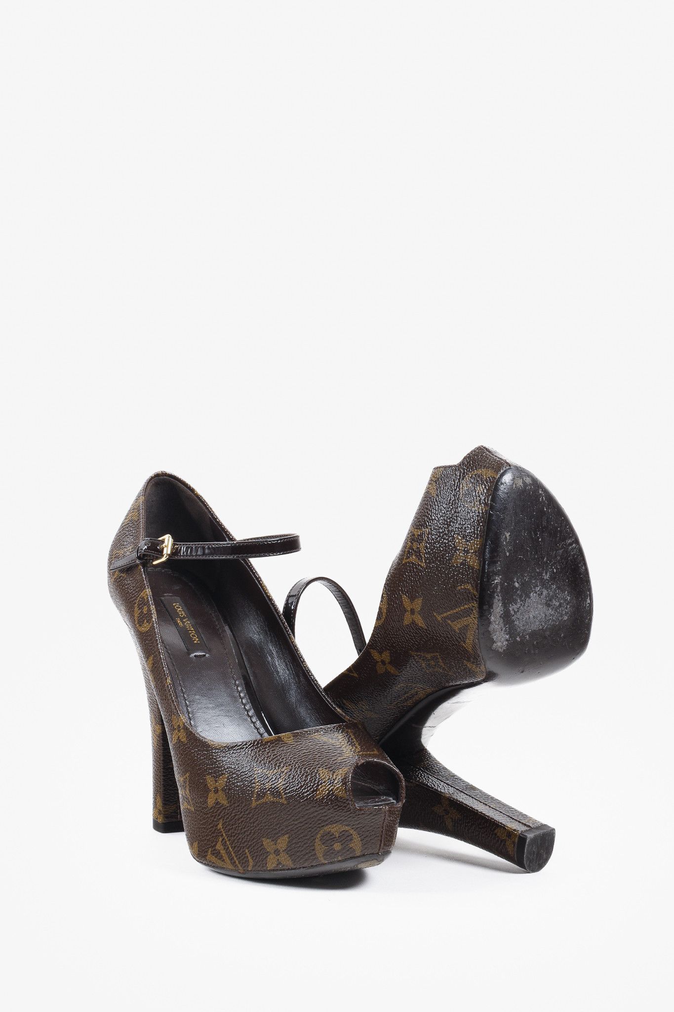 Louis Vuitton Louis Vuitton Brown Monogram Canvas Peep Toe Mary Jane Pumps Size US 6 / IT 36 - 4 Thumbnail
