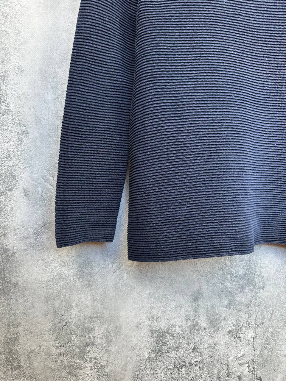Cos COS Textured Cotton Mock Neck Ribbed Knit Sweater Navy Size XS / US 0-2 / IT 36-38 - 6 Thumbnail