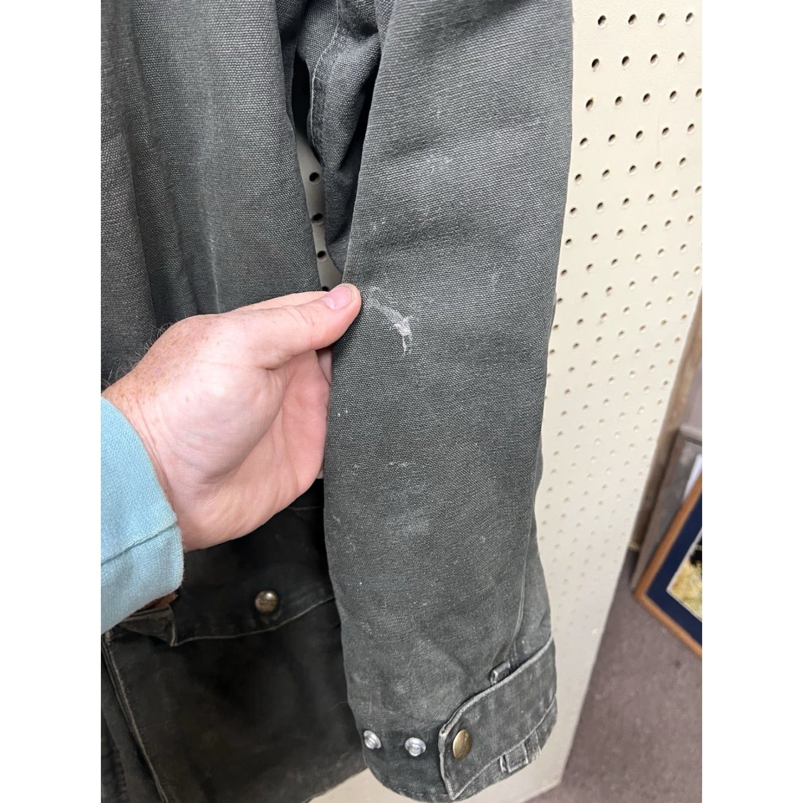 Carhartt VTG Carhartt Coat MOS Blanket Lined Barn Chore 2XL TALL Olive Corduroy Heavy Canvas Cotton Green Zip Snap Workwear Overcoat 90s Mens Carhartt C52 2XLT Size US XXL / EU 58 / 5 - 3 Thumbnail