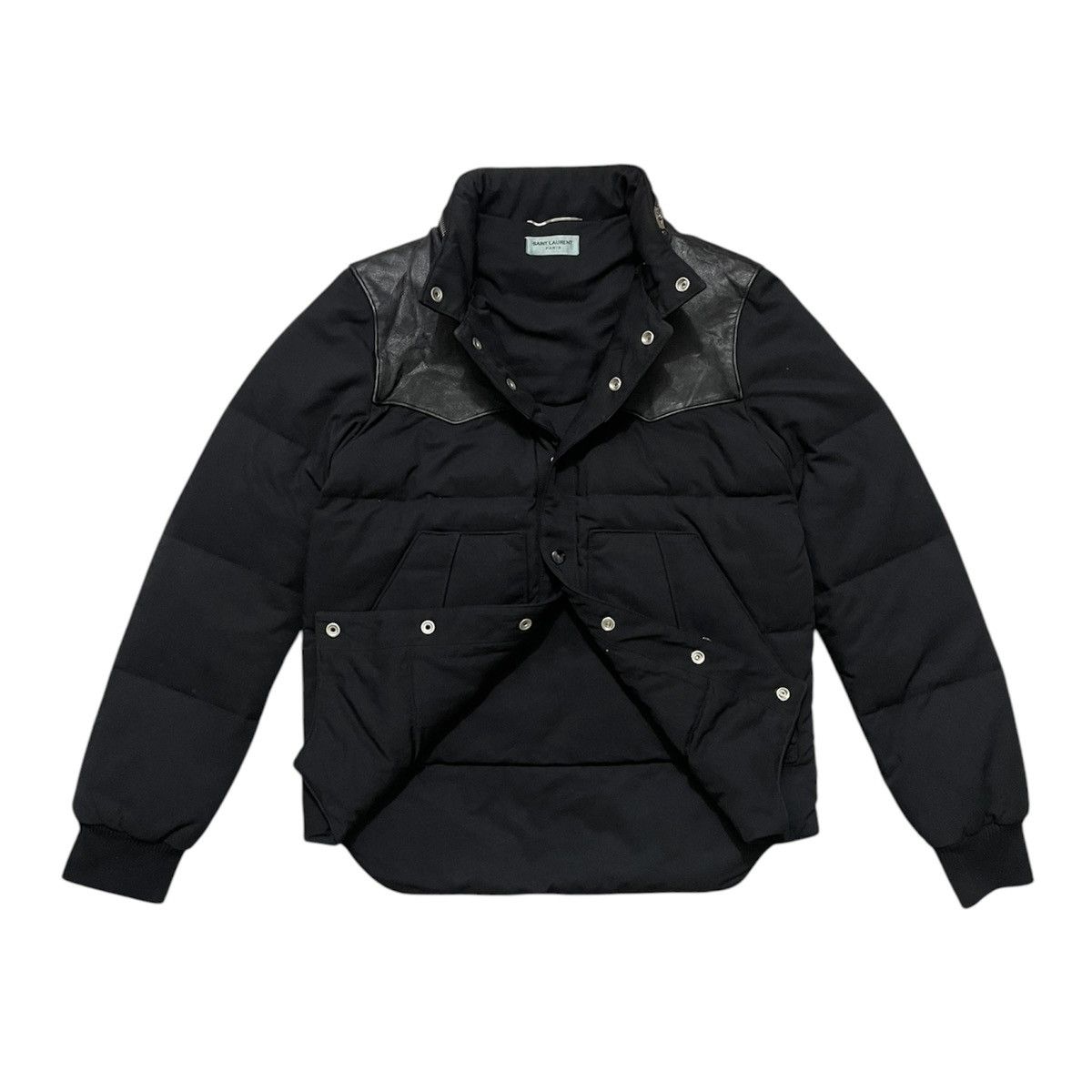 Saint Laurent Paris Saint Laurent Mix Leather Puffer Goose Down Jacket Size US S / EU 44-46 / 1 - 2 Thumbnail